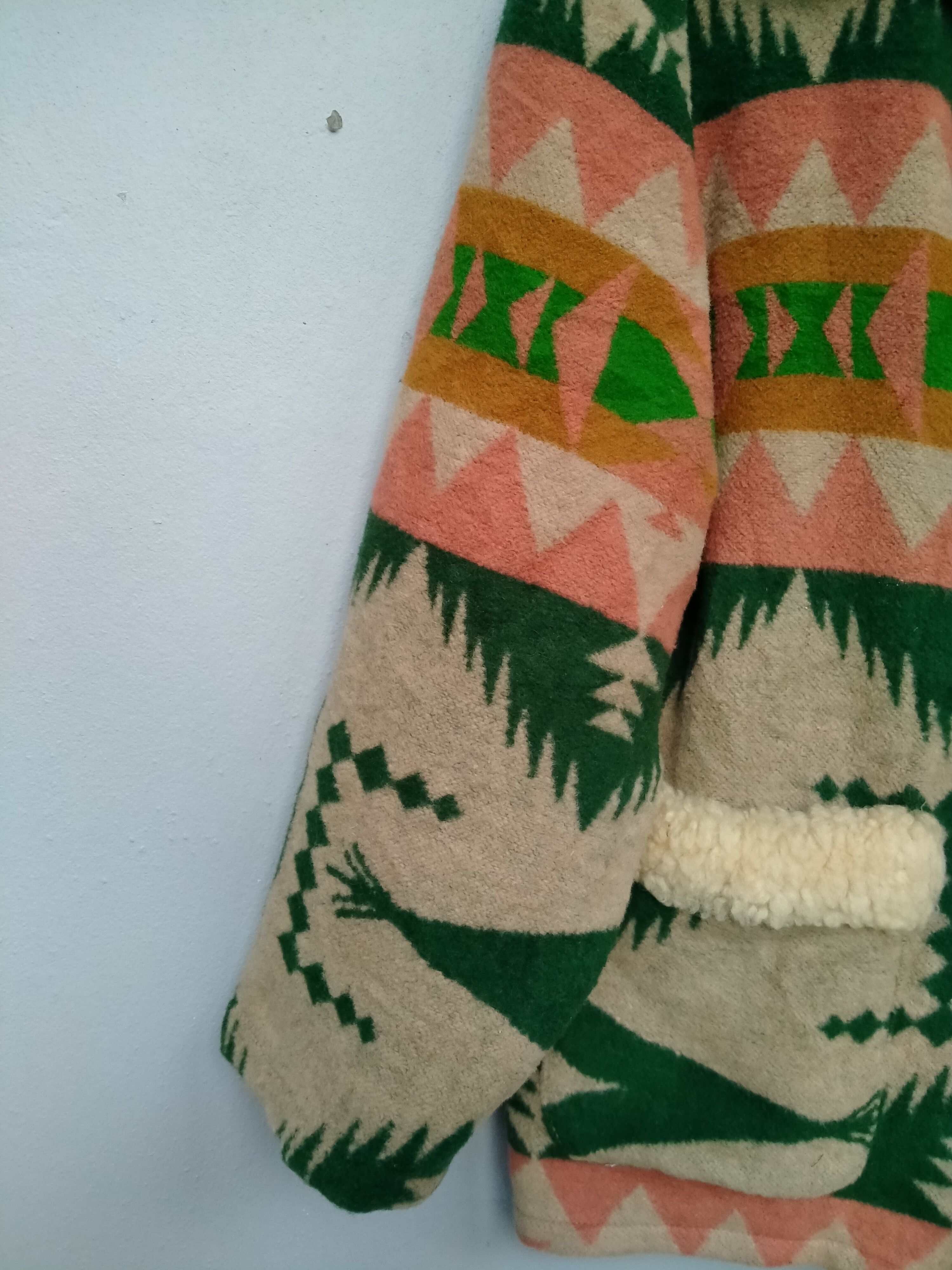 Native Vintage 70s Native Navajo Fleece Genuine Leather Jacket Size US L / EU 52-54 / 3 - 8 Thumbnail