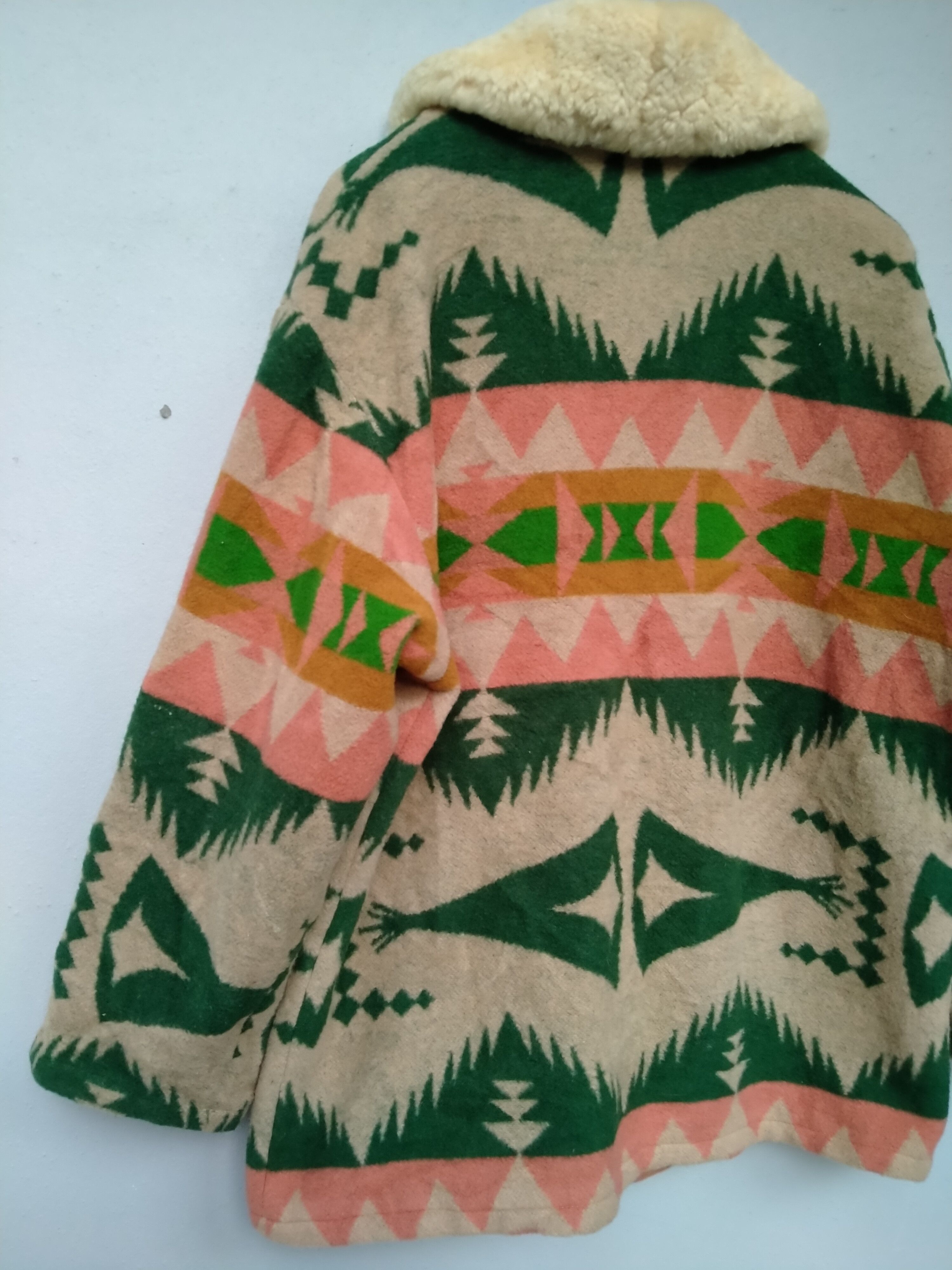 Native Vintage 70s Native Navajo Fleece Genuine Leather Jacket Size US L / EU 52-54 / 3 - 14 Thumbnail