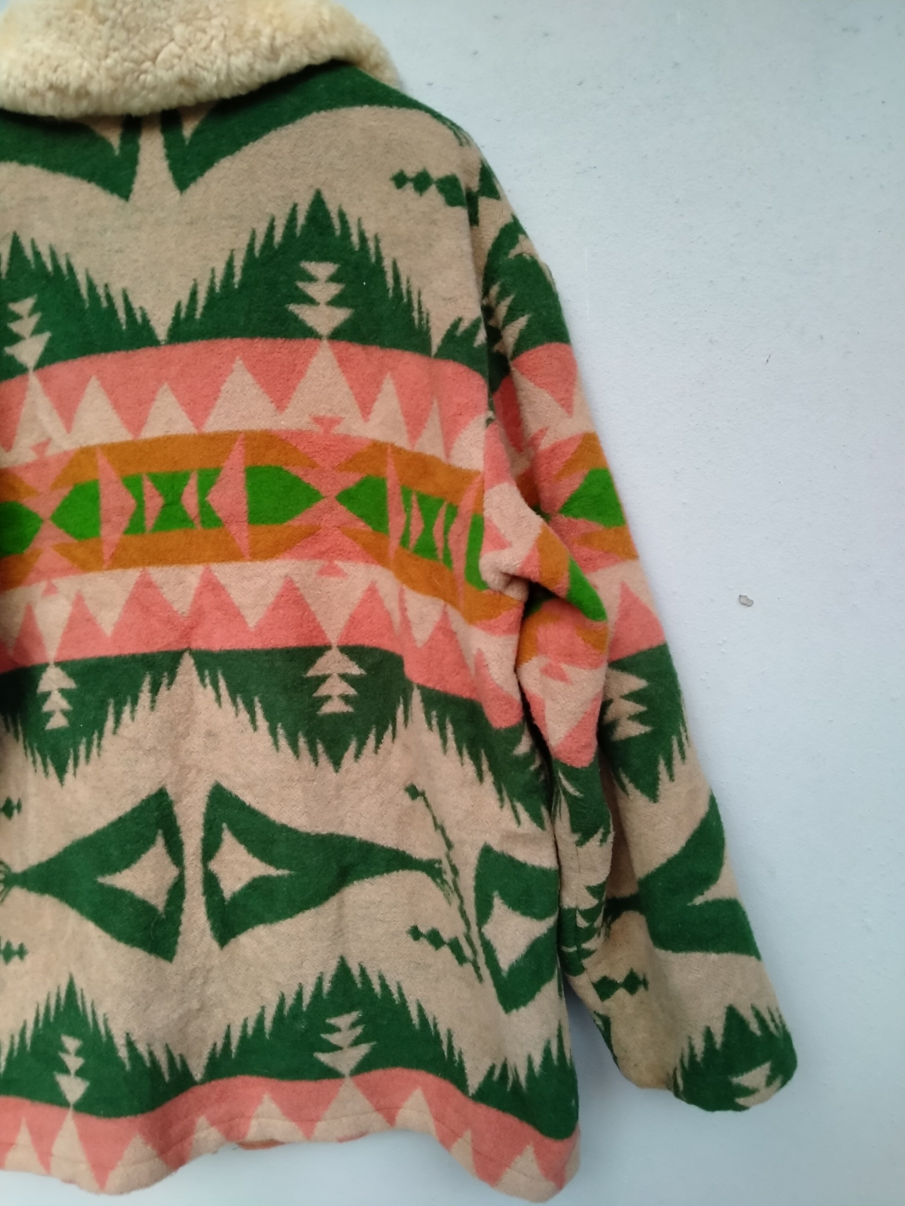 Native Vintage 70s Native Navajo Fleece Genuine Leather Jacket Size US L / EU 52-54 / 3 - 15 Thumbnail