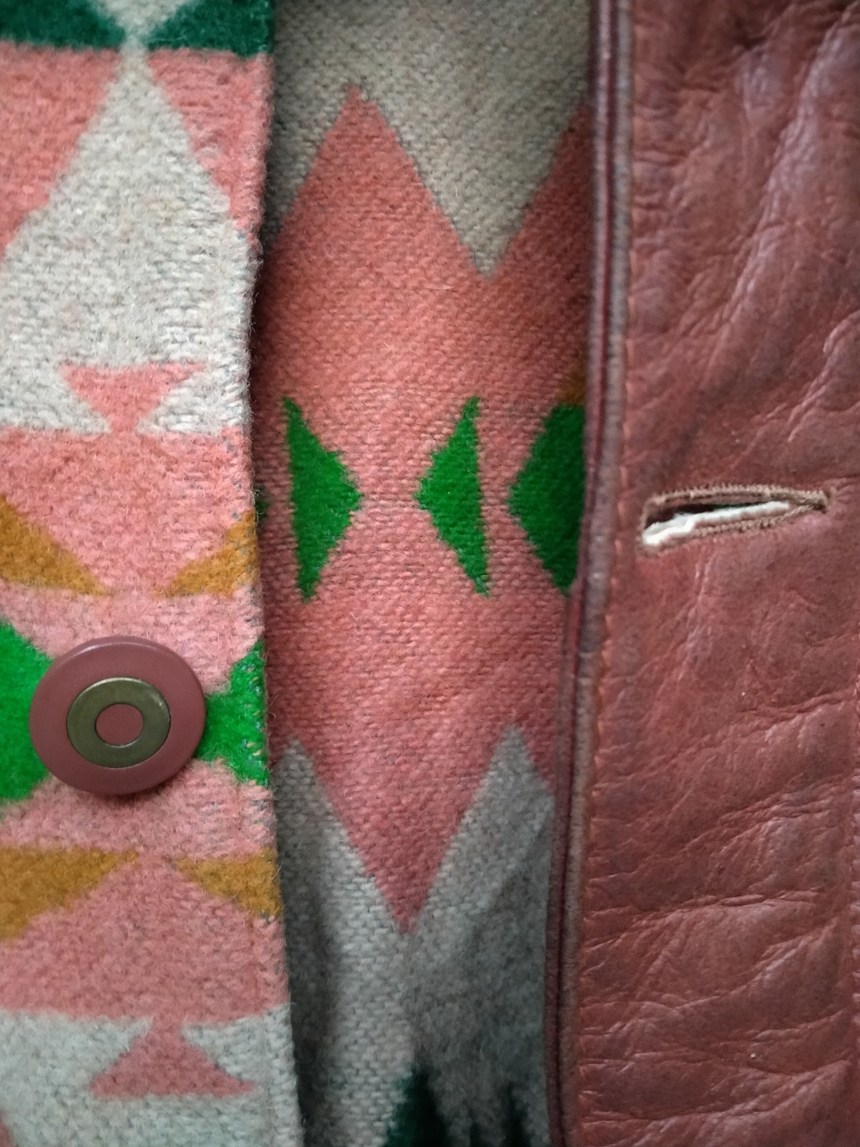 Native Vintage 70s Native Navajo Fleece Genuine Leather Jacket Size US L / EU 52-54 / 3 - 16 Thumbnail