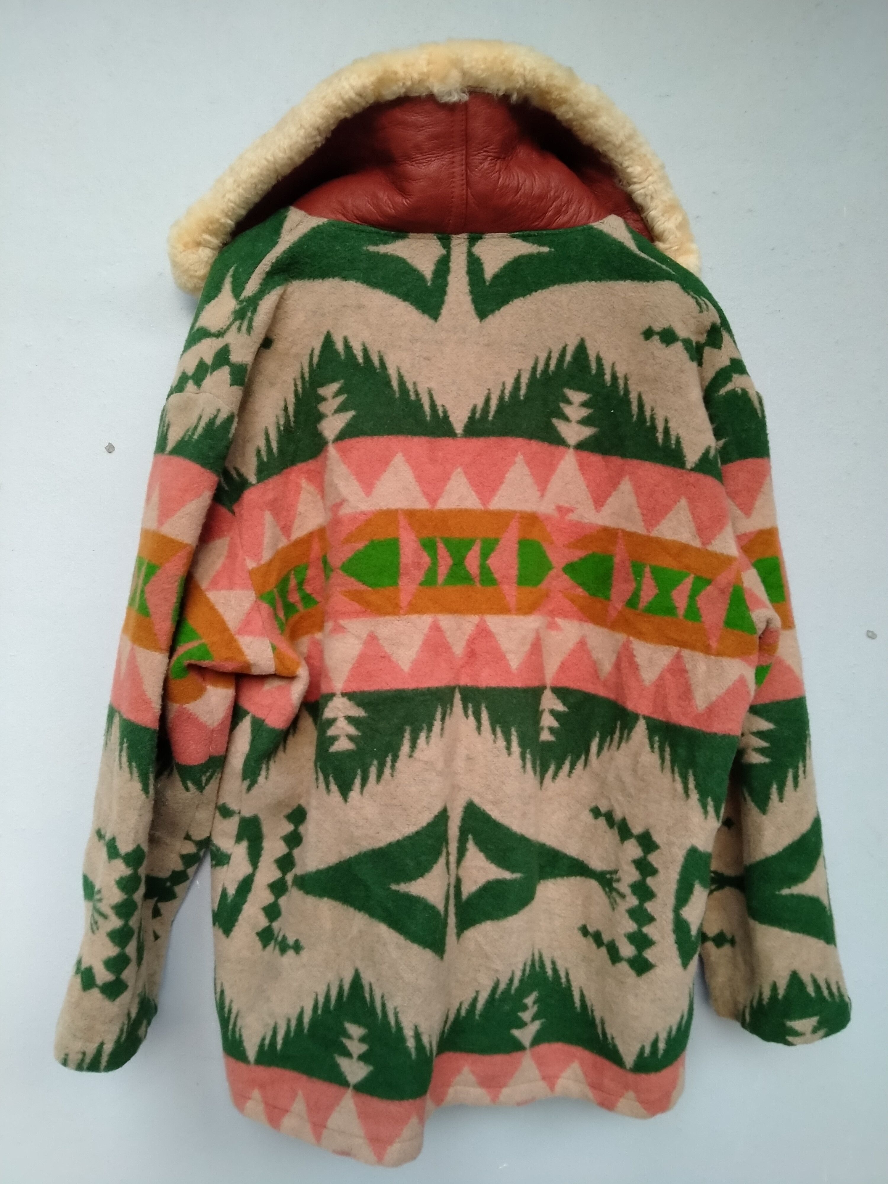 Native Vintage 70s Native Navajo Fleece Genuine Leather Jacket Size US L / EU 52-54 / 3 - 13 Thumbnail