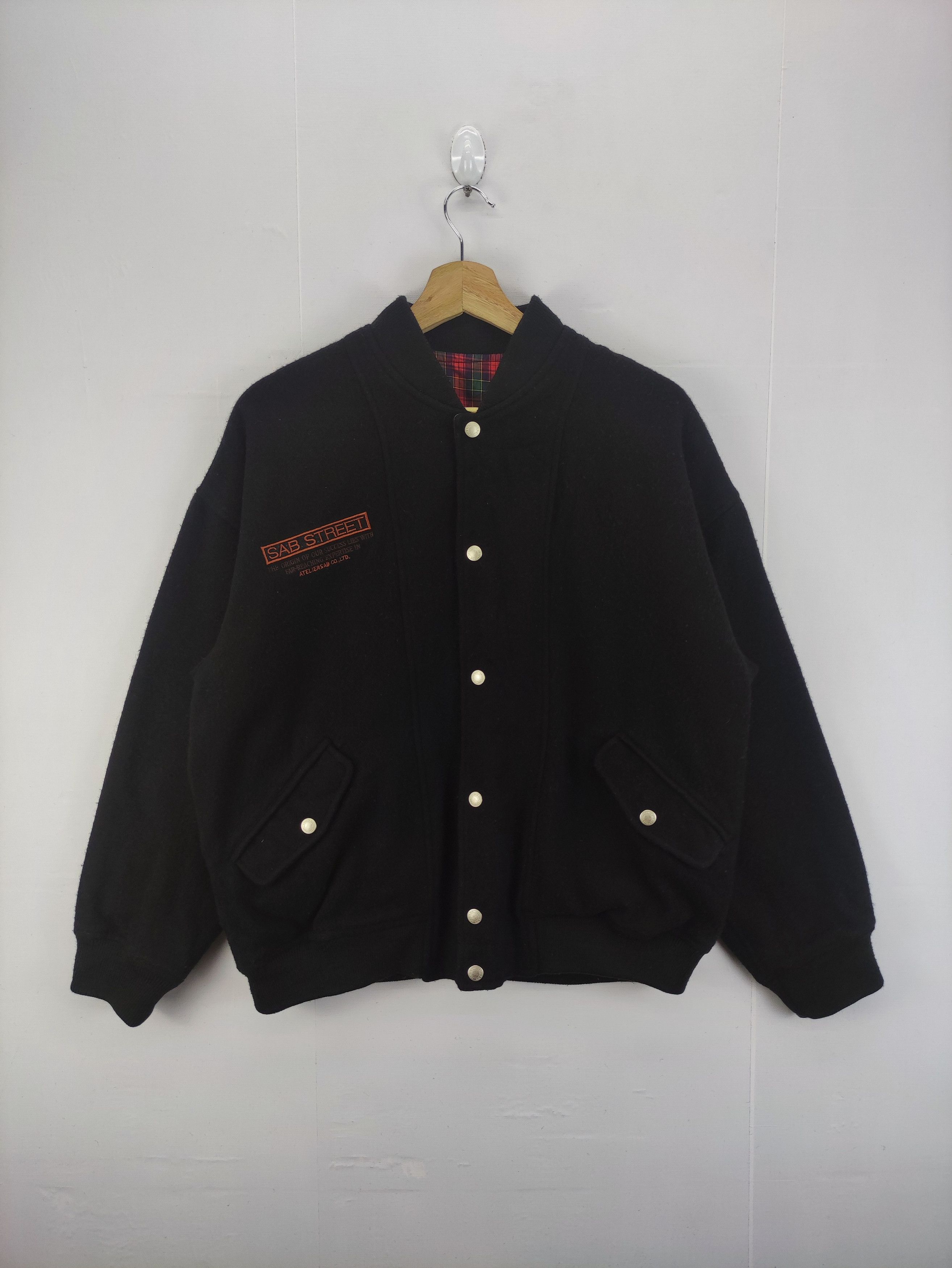 Japanese Brand Vintage Sab Varsity Wool Jacket Reversible Zipper Size US L / EU 52-54 / 3 - 1 Thumbnail