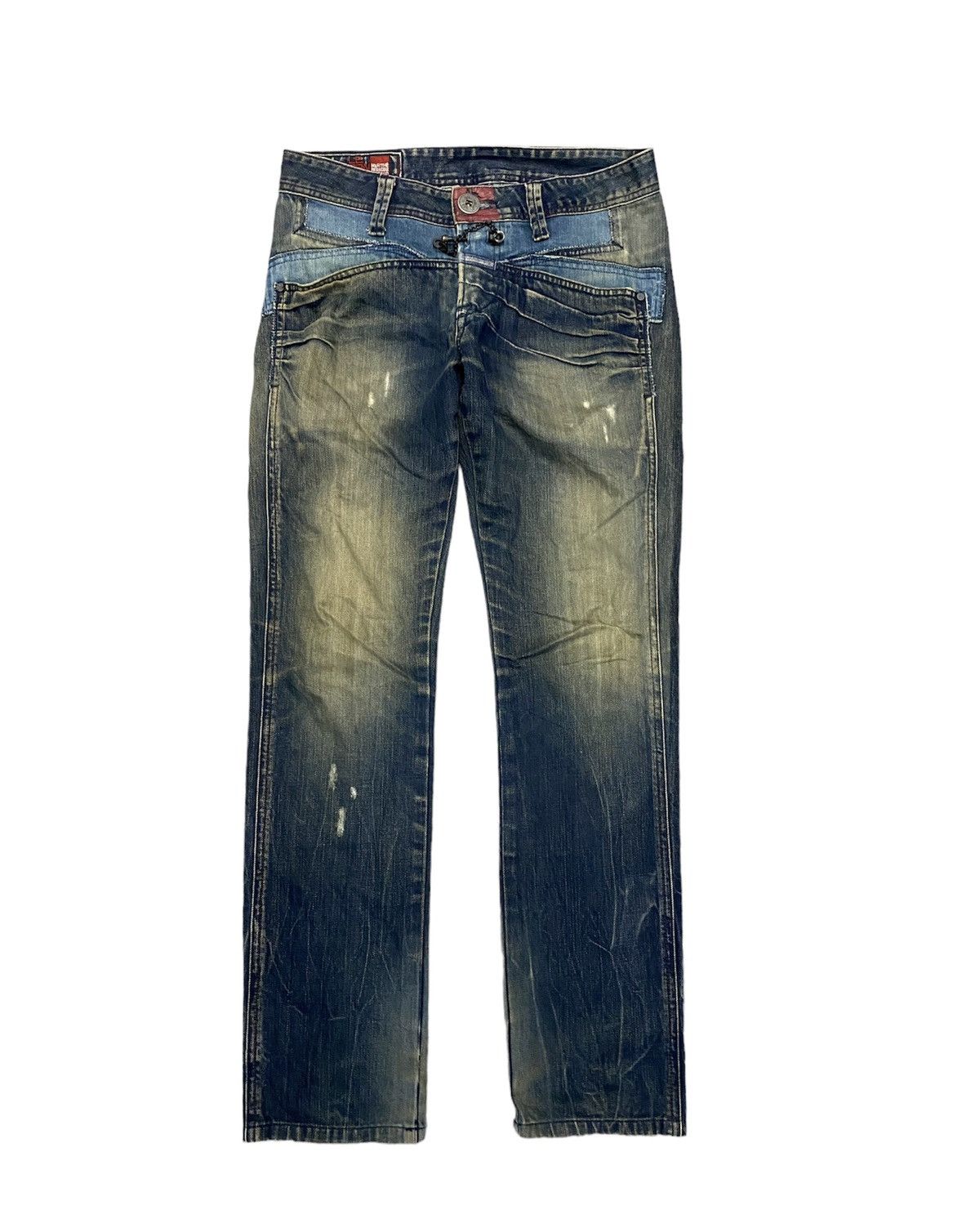 image of Marithe Francois Girbaud VTG Mfg Hybrid “X” Patch Pants in Denim, Women's (Size 31)