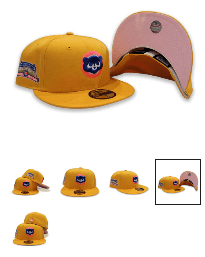 MLB × New Era ExclusiveFitted Yellow Pink Chicago Cubs 7 3/8 Wrigley Size ONE SIZE - 11 Thumbnail