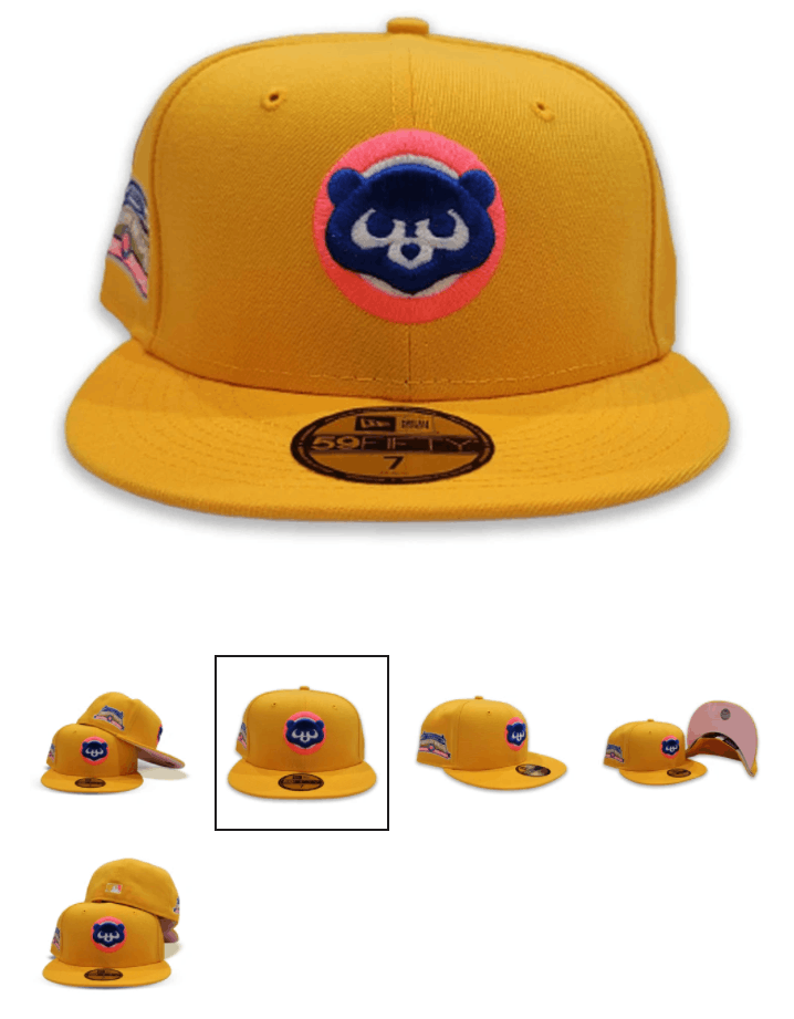 MLB × New Era ExclusiveFitted Yellow Pink Chicago Cubs 7 3/8 Wrigley Size ONE SIZE - 9 Thumbnail