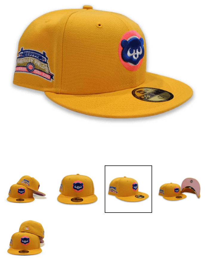 MLB × New Era ExclusiveFitted Yellow Pink Chicago Cubs 7 3/8 Wrigley Size ONE SIZE - 10 Thumbnail