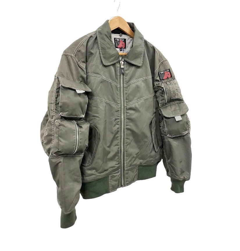 image of Ma 1 x Vintage 1990’S Firefox Racing Bomber Jacket in Army Green, Men's (Size Medium)