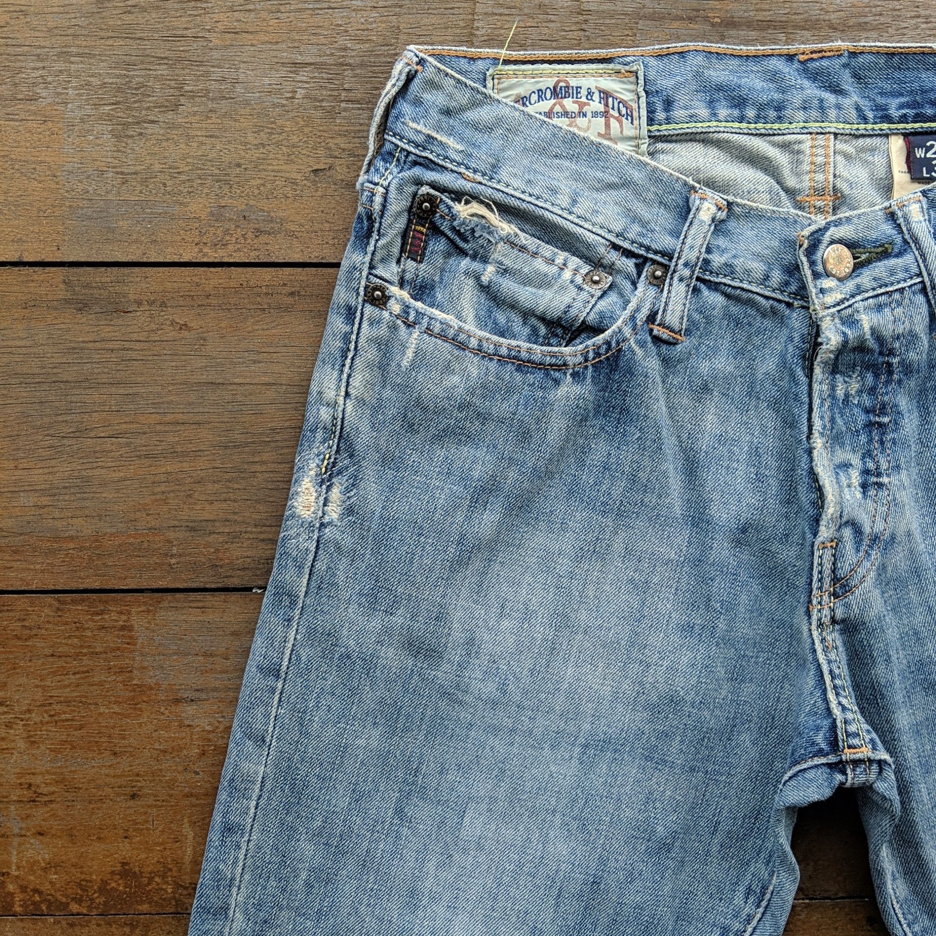 Japanese Brand Vintage Abercrombie & Fitch Button Fly Distressed Jean Pant Size US 32 / EU 48 - 3 Thumbnail