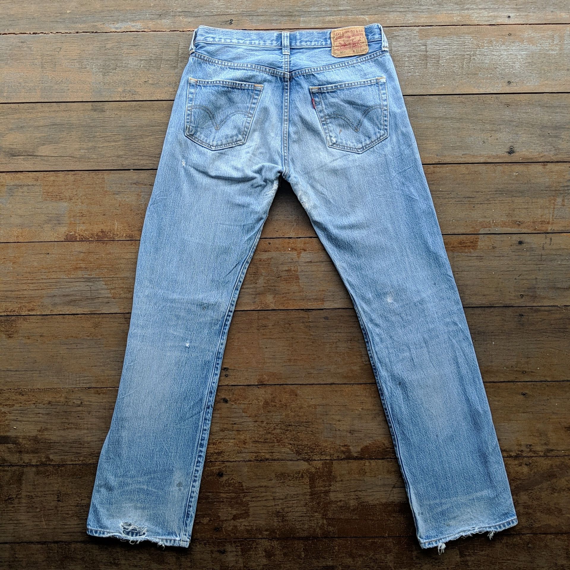 Japanese Brand Vintage Levi's 501 Button Fly Distressed Denim Jean Pant Size US 32 / EU 48 - 10 Thumbnail