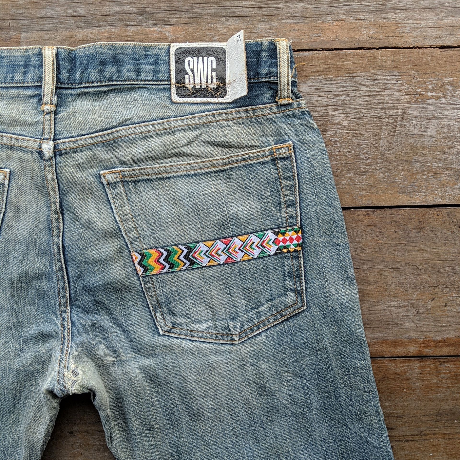 Swagger Vintage Swagger Distressed Faded Denim Jeans Pants Size US 35 - 12 Thumbnail