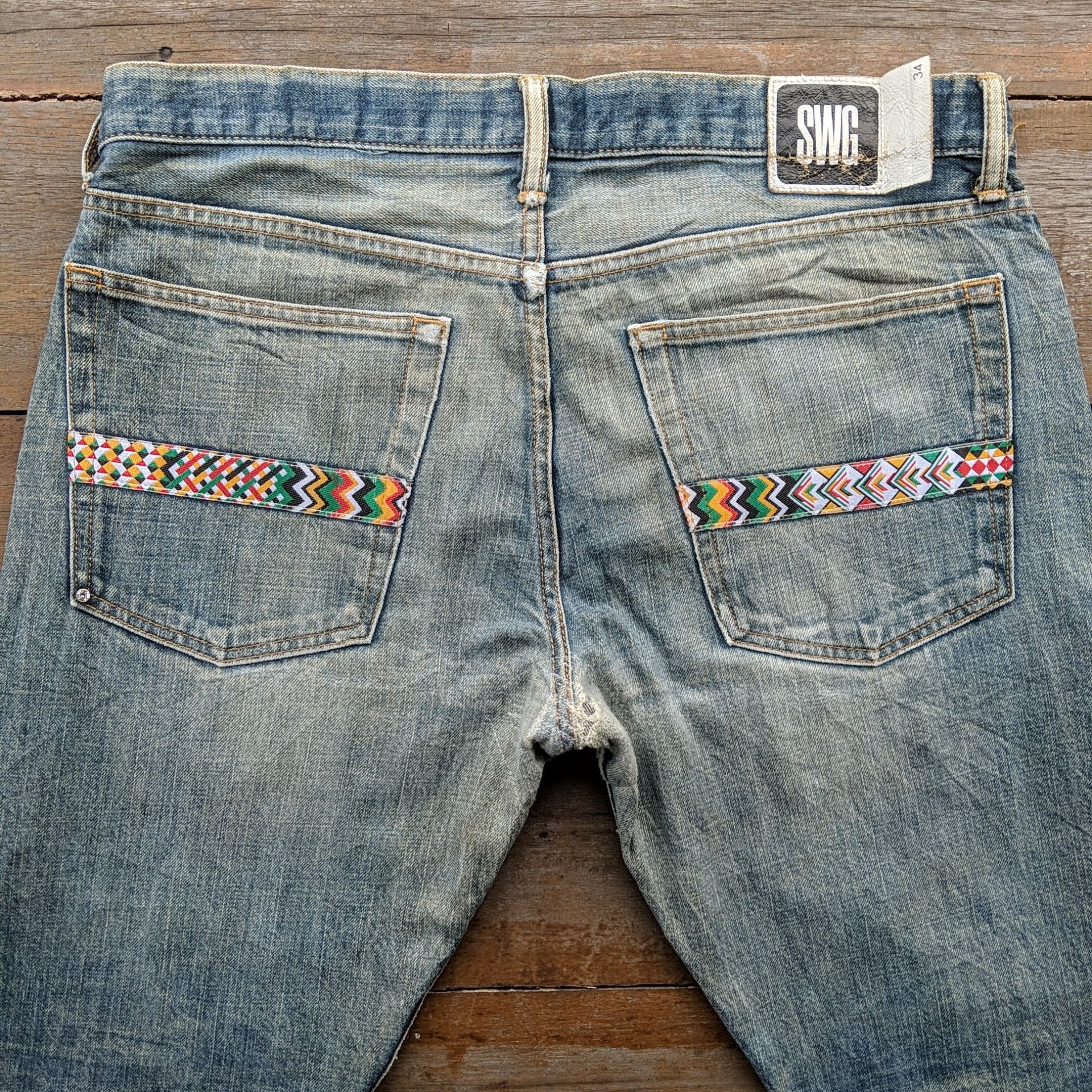 Swagger Vintage Swagger Distressed Faded Denim Jeans Pants Size US 35 - 10 Thumbnail