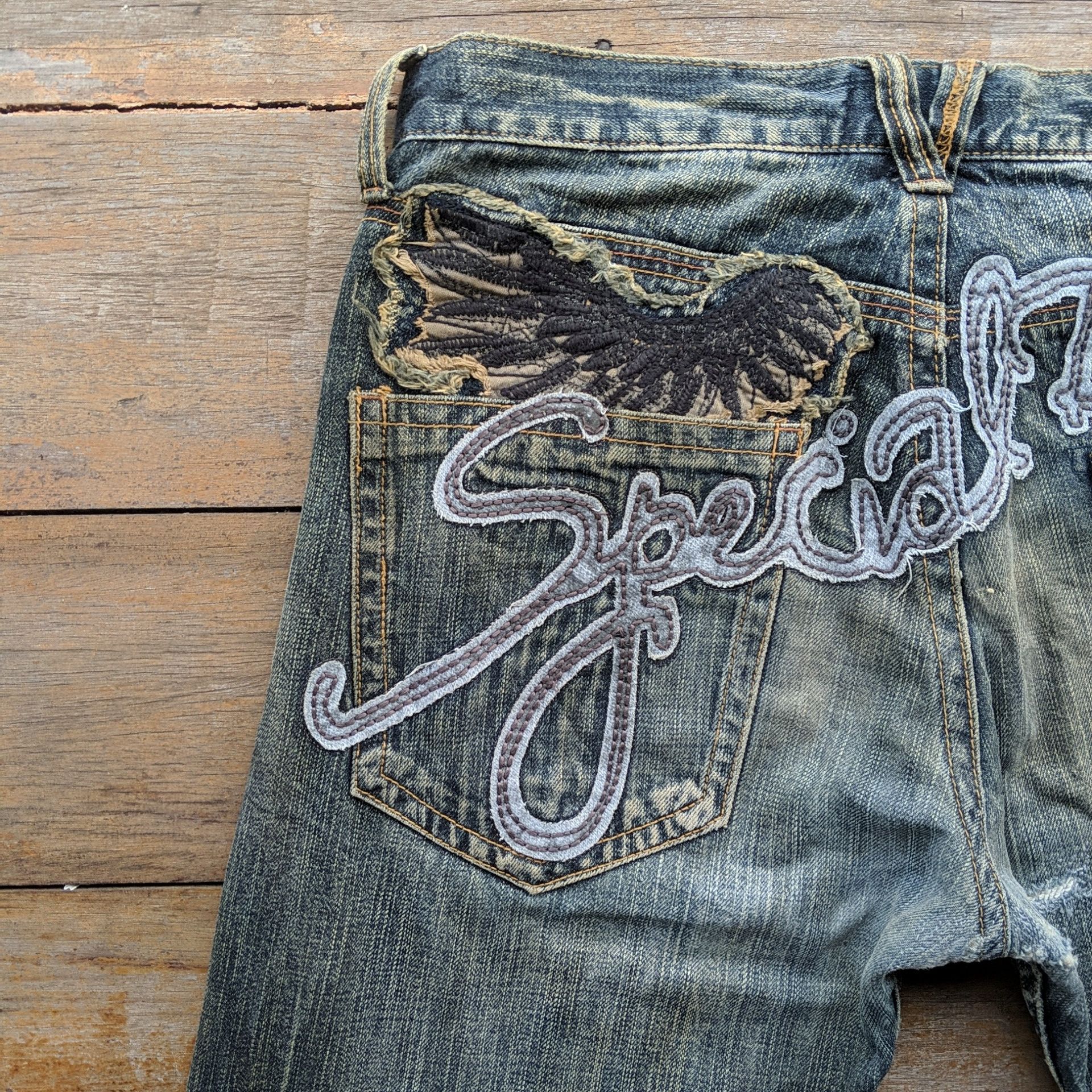 Japanese Brand Vtg Anti-Label Special Denim A Cross Faded Denim Jean Pant Size US 34 / EU 50 - 10 Thumbnail