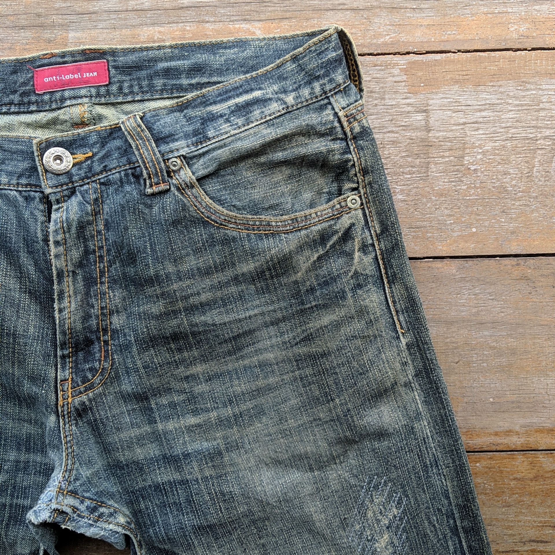 Japanese Brand Vtg Anti-Label Special Denim A Cross Faded Denim Jean Pant Size US 34 / EU 50 - 5 Thumbnail