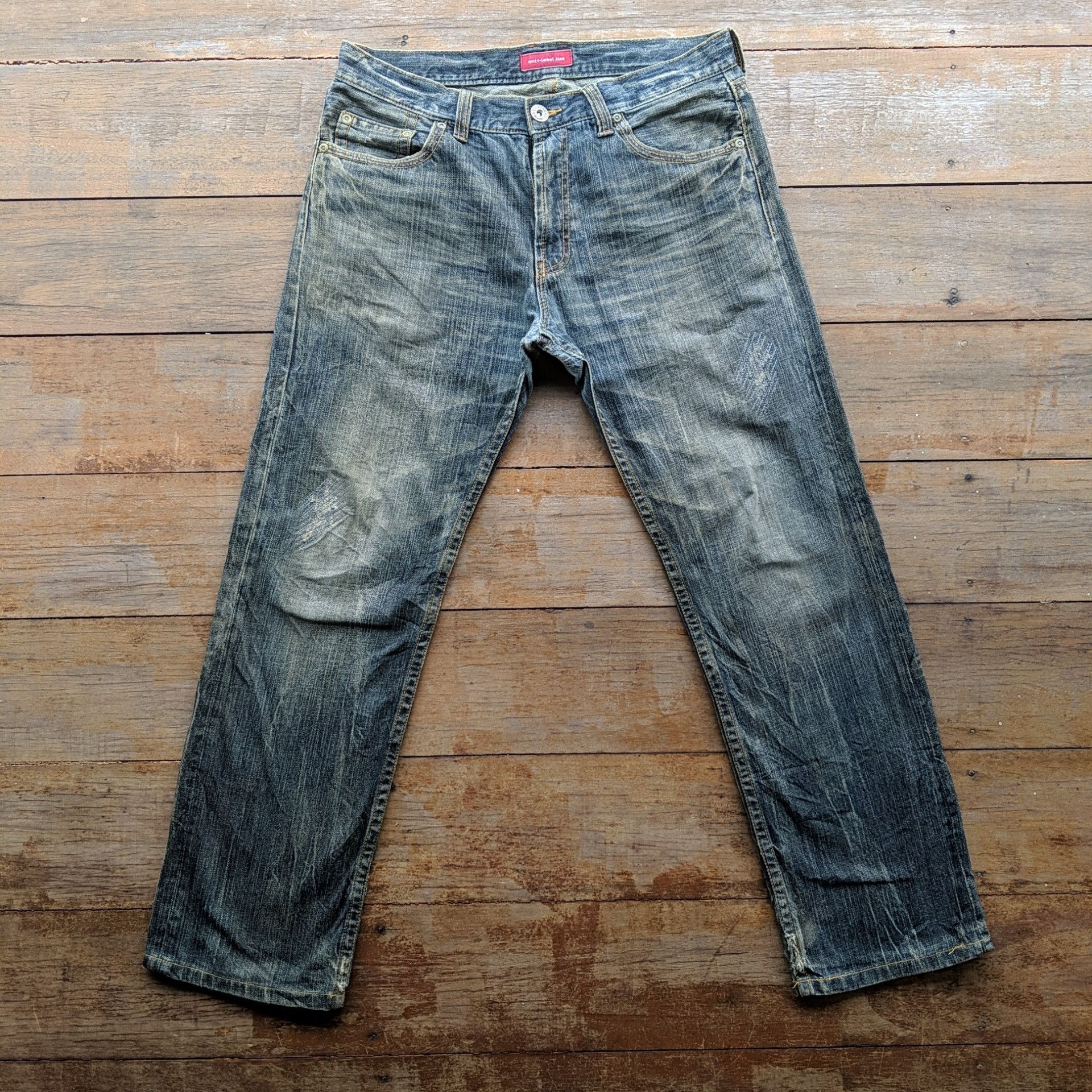 Japanese Brand Vtg Anti-Label Special Denim A Cross Faded Denim Jean Pant Size US 34 / EU 50 - 2 Thumbnail