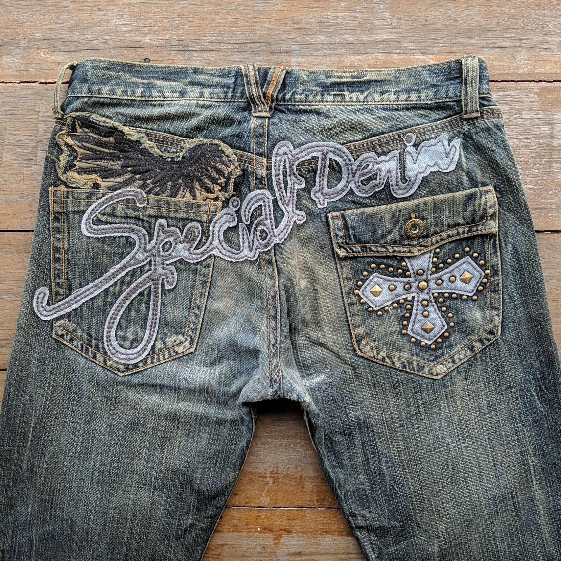 Japanese Brand Vtg Anti-Label Special Denim A Cross Faded Denim Jean Pant Size US 34 / EU 50 - 9 Thumbnail