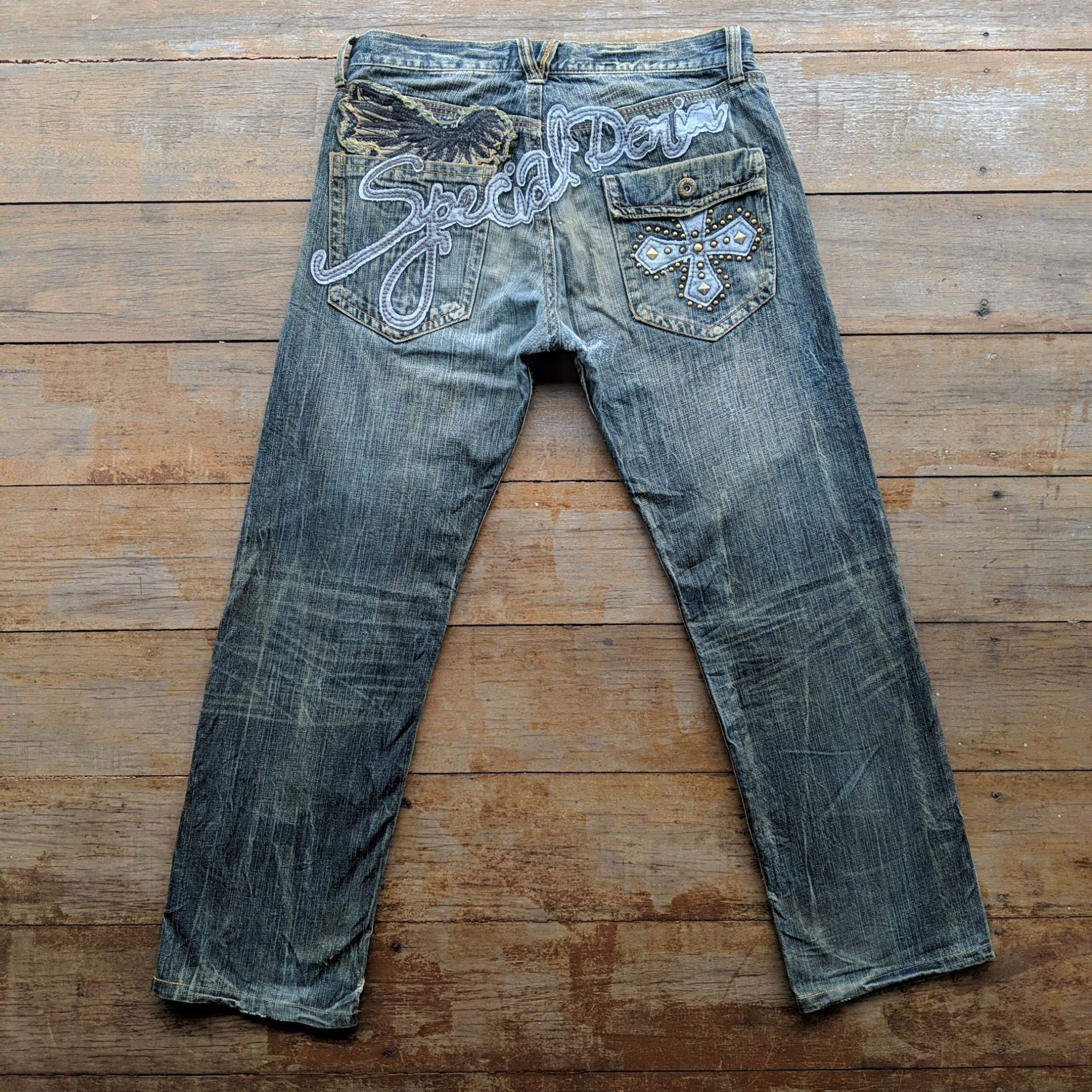 Japanese Brand Vtg Anti-Label Special Denim A Cross Faded Denim Jean Pant Size US 34 / EU 50 - 1 Thumbnail