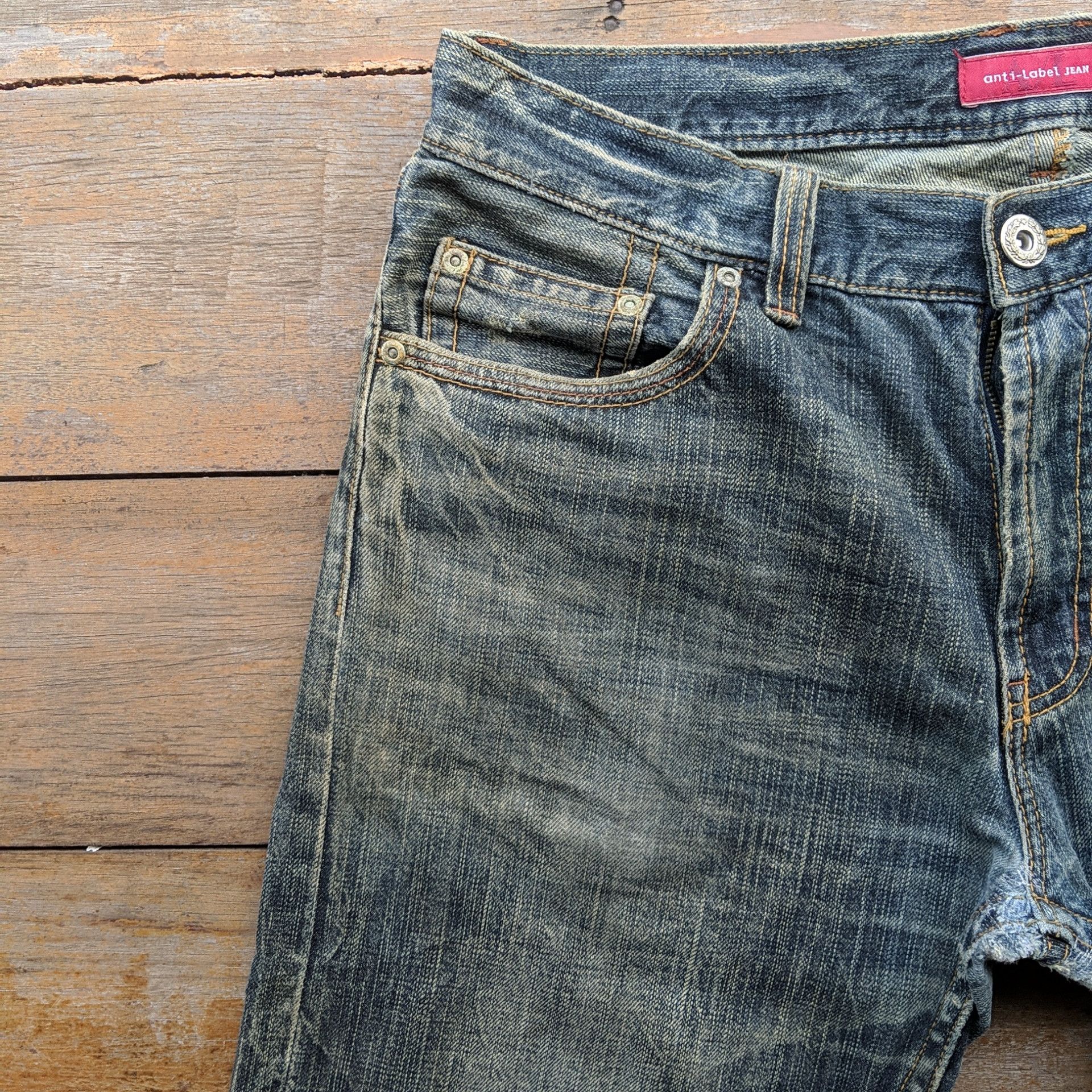 Japanese Brand Vtg Anti-Label Special Denim A Cross Faded Denim Jean Pant Size US 34 / EU 50 - 4 Thumbnail