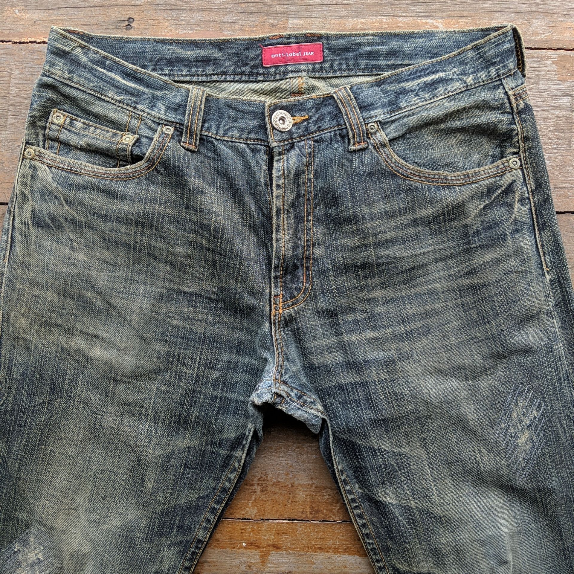 Japanese Brand Vtg Anti-Label Special Denim A Cross Faded Denim Jean Pant Size US 34 / EU 50 - 3 Thumbnail