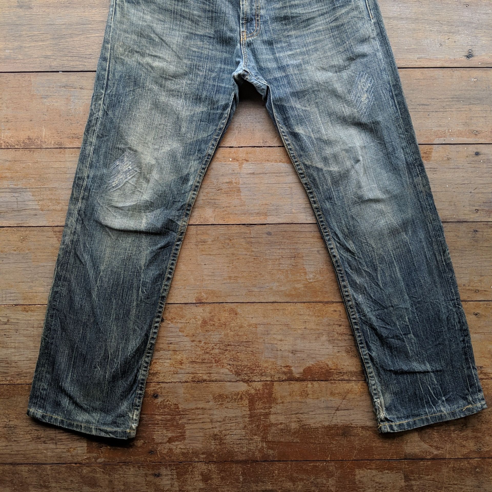 Japanese Brand Vtg Anti-Label Special Denim A Cross Faded Denim Jean Pant Size US 34 / EU 50 - 6 Thumbnail