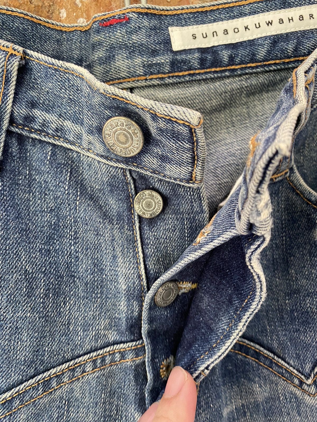 Final Home Vtg SUNAO KUWAHARA whisker distressed selvedge pants Size US 30 / EU 46 - 10 Thumbnail