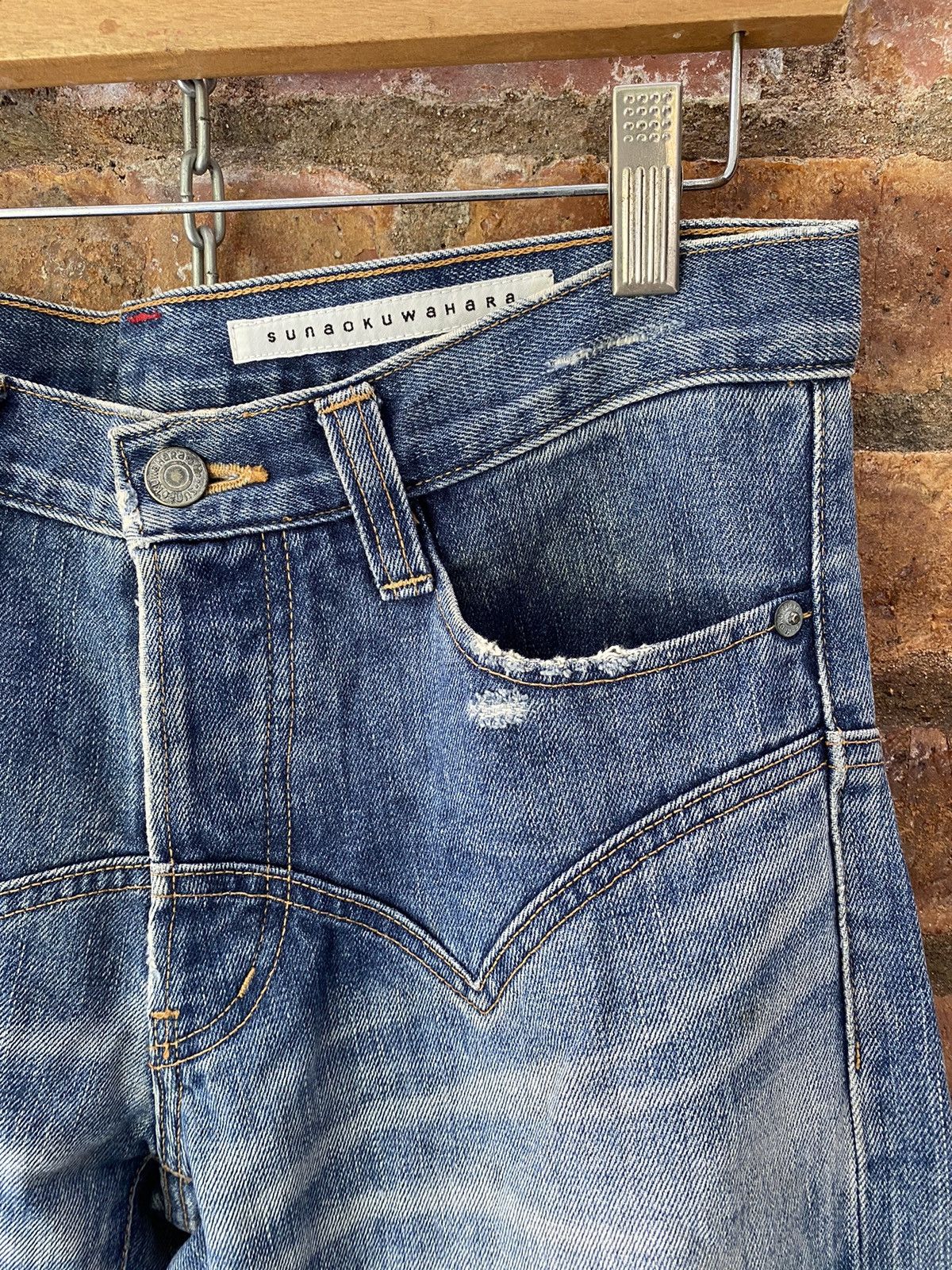 Final Home Vtg SUNAO KUWAHARA whisker distressed selvedge pants Size US 30 / EU 46 - 6 Thumbnail