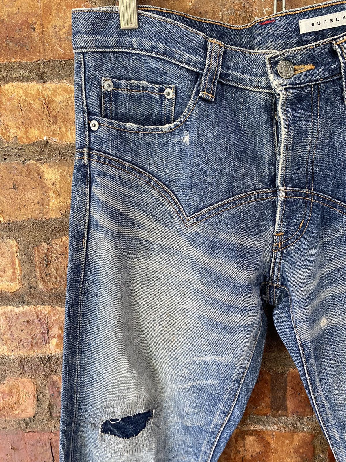 Final Home Vtg SUNAO KUWAHARA whisker distressed selvedge pants Size US 30 / EU 46 - 7 Thumbnail