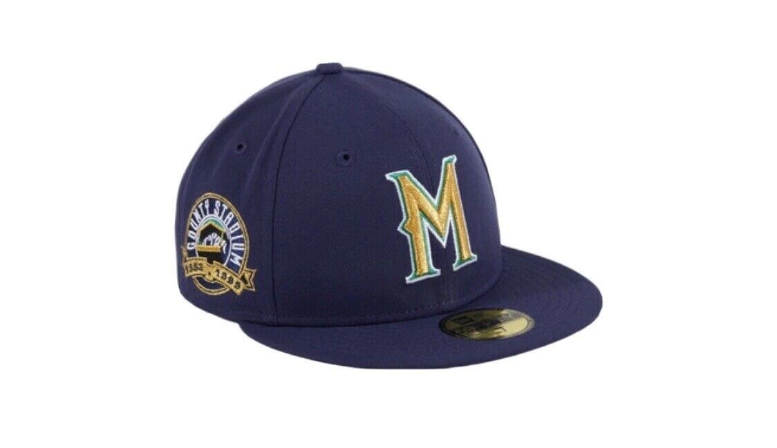 Hat Club × MLB × New Era Hatclub Exclusive Variety Milwaukee Brewers 7 3/8 Grey Gold Size ONE SIZE - 7 Thumbnail