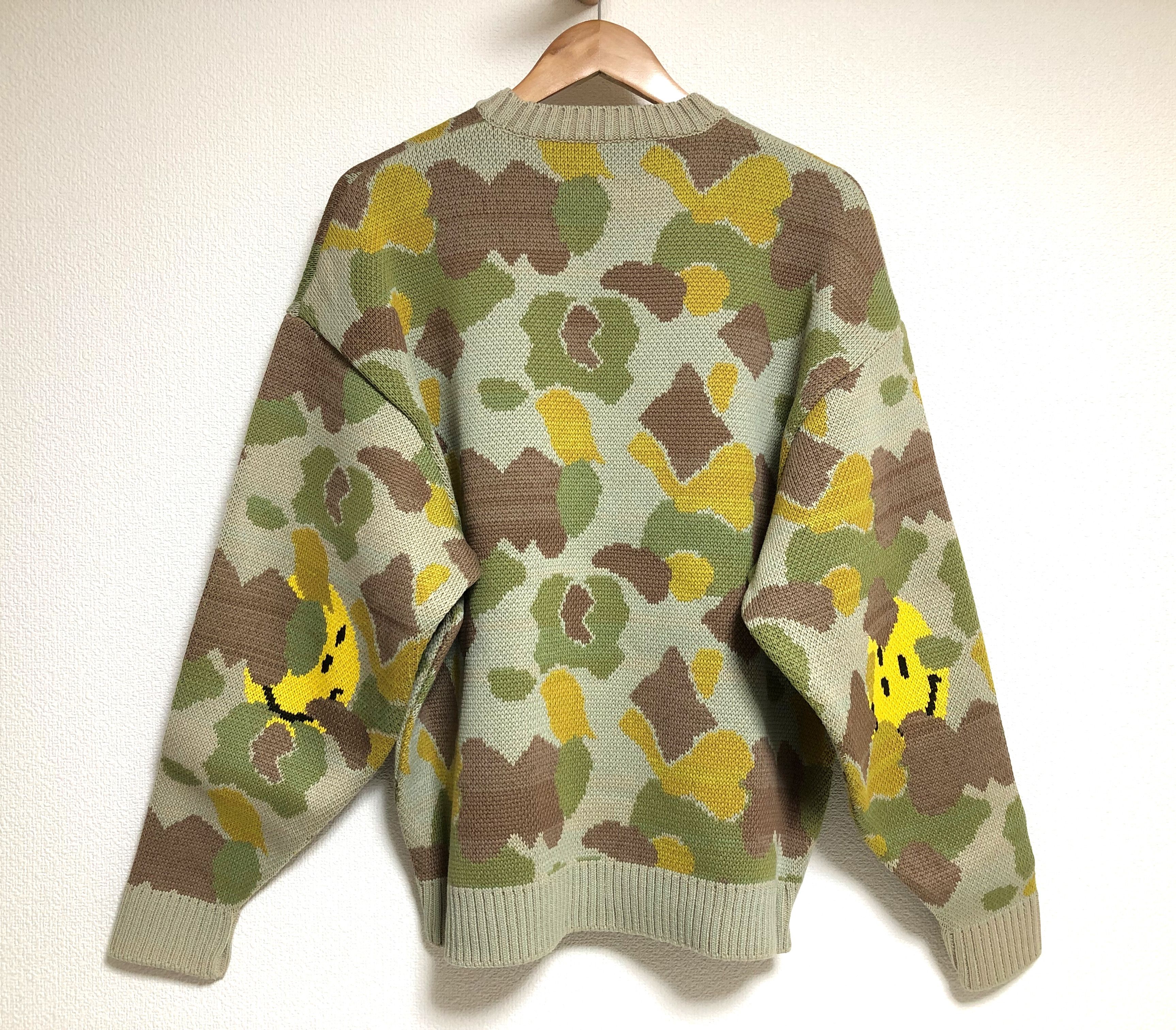 image of Kapital Kountry Camouflage Sweater Smile Smily Rainbowy in Khaki, Men's (Size Small)
