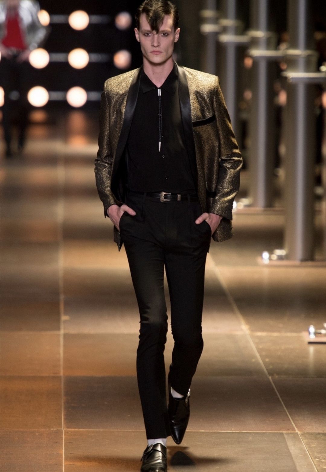 Saint Laurent Paris Saint Laurent Gold silk satin lapel blazer Size US M / EU 48-50 / 2 - 6 Thumbnail
