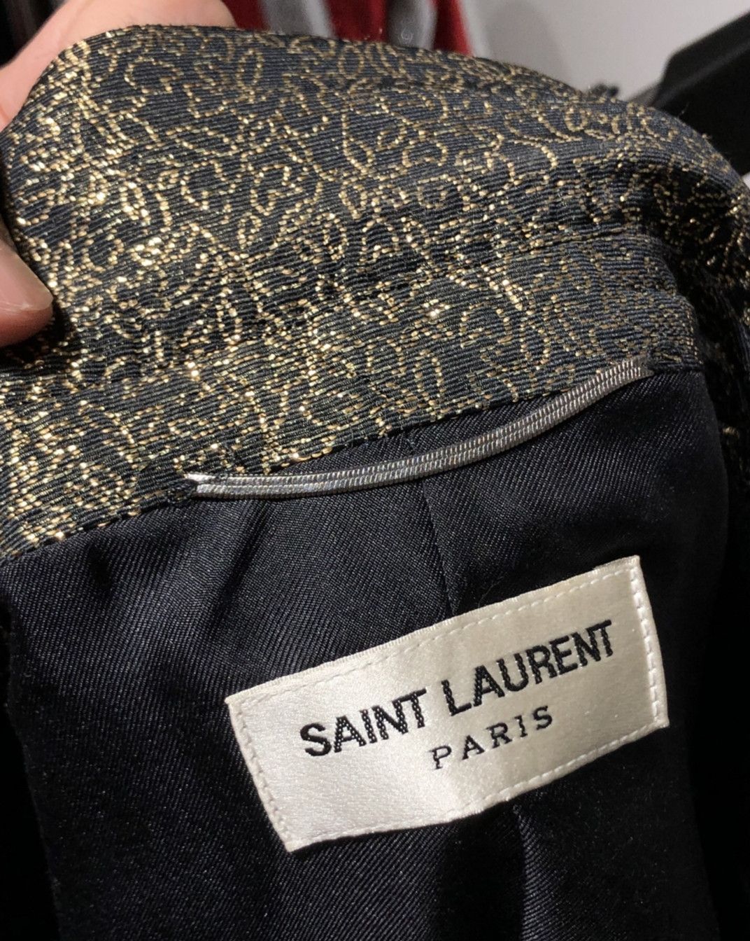 Saint Laurent Paris Saint Laurent Gold silk satin lapel blazer Size US M / EU 48-50 / 2 - 5 Thumbnail