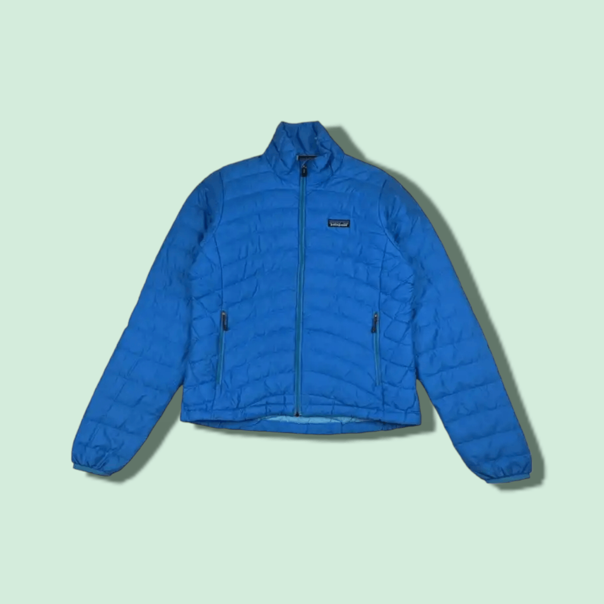 image of Patagonia Hiking Mountain Puffer Goose Down Jacket in Blue, Women's (Size Small)
