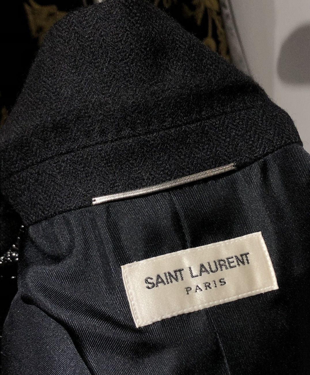 Saint Laurent Paris Black tweed patent leather flat lapel suit Size US M / EU 48-50 / 2 - 7 Thumbnail