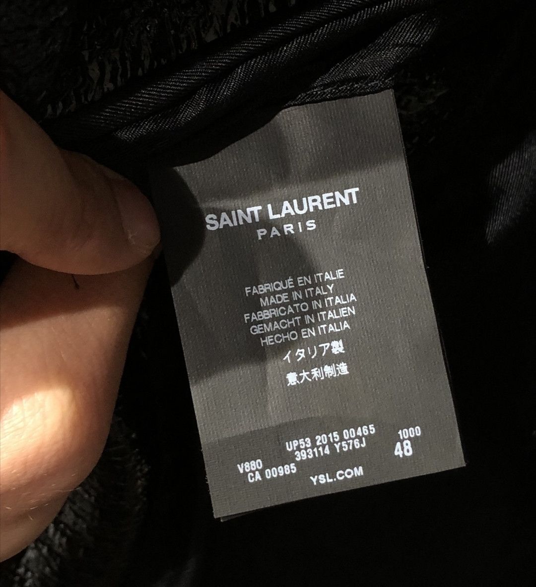Saint Laurent Paris Black tweed patent leather flat lapel suit Size US M / EU 48-50 / 2 - 6 Thumbnail