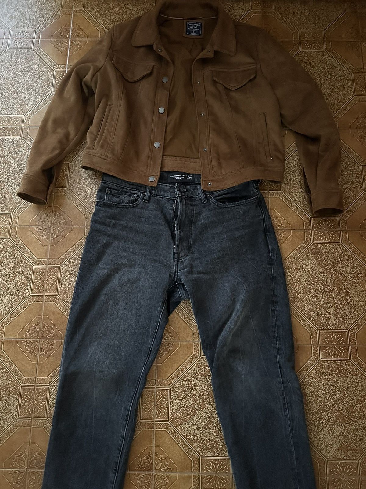 abercrombie & fitch mens M Slim faux vegan suede jacket jean