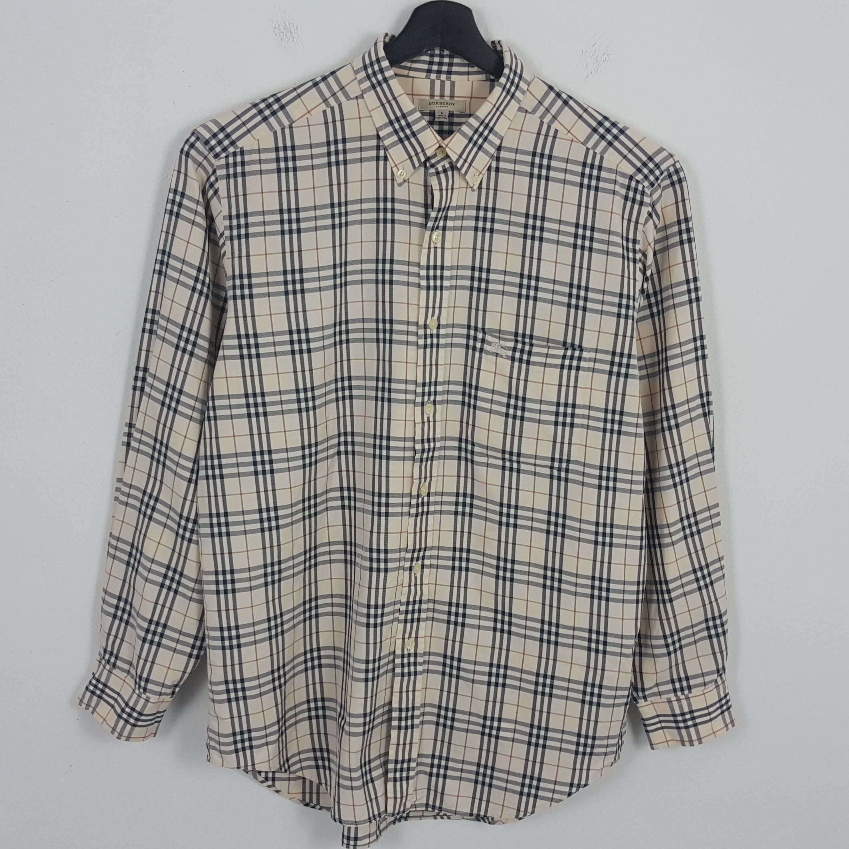 Burberry × Vintage Vintage BURBERRY LONDON Nova Check Design Shirt Size US L / EU 52-54 / 3 - 1 Thumbnail