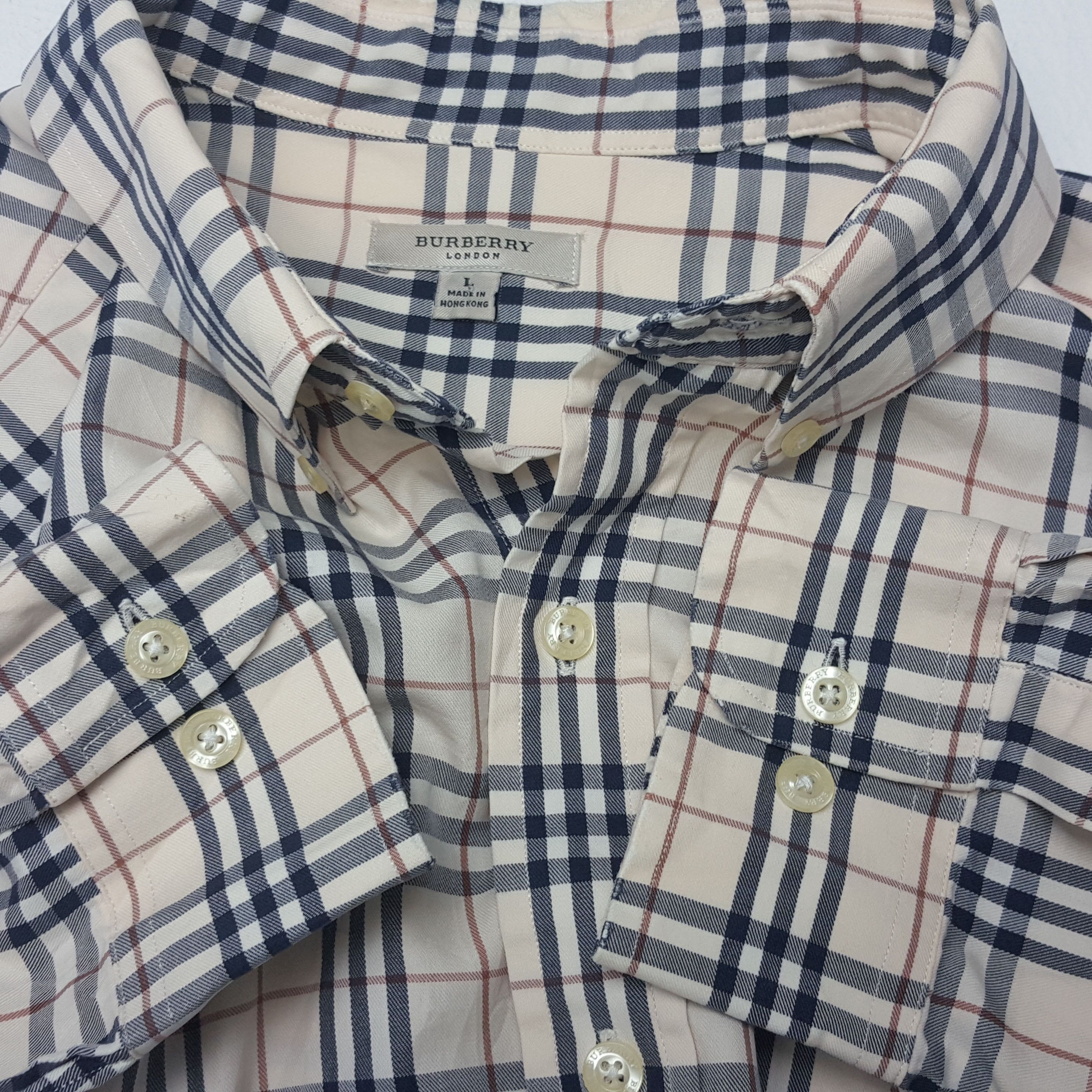 Burberry × Vintage Vintage BURBERRY LONDON Nova Check Design Shirt Size US L / EU 52-54 / 3 - 5 Thumbnail