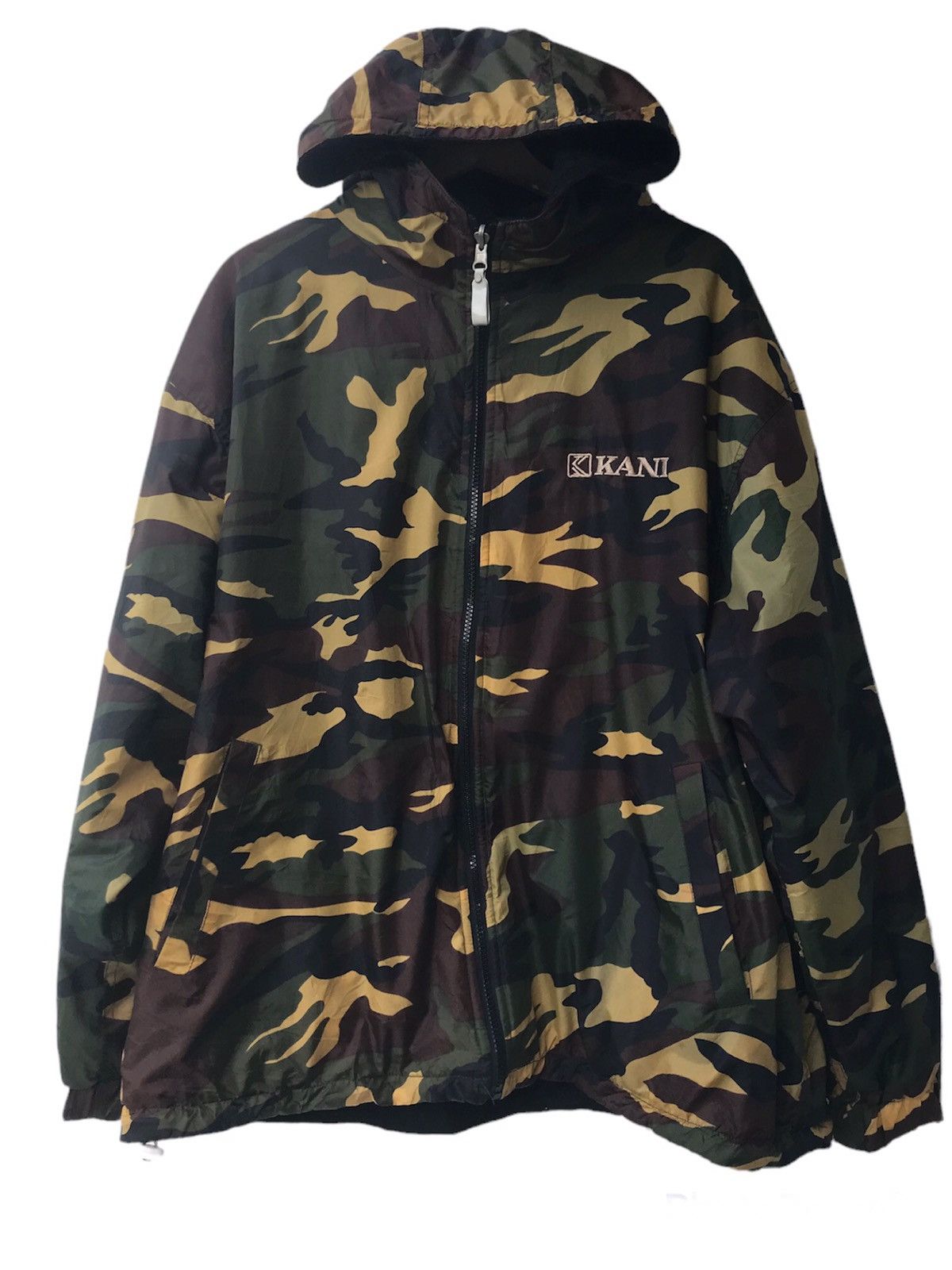 image of Hype x Karl Kani Reversible Army/fleece Hoodie Jacket in Camouflage Army/Black, Men's (Size Medium)