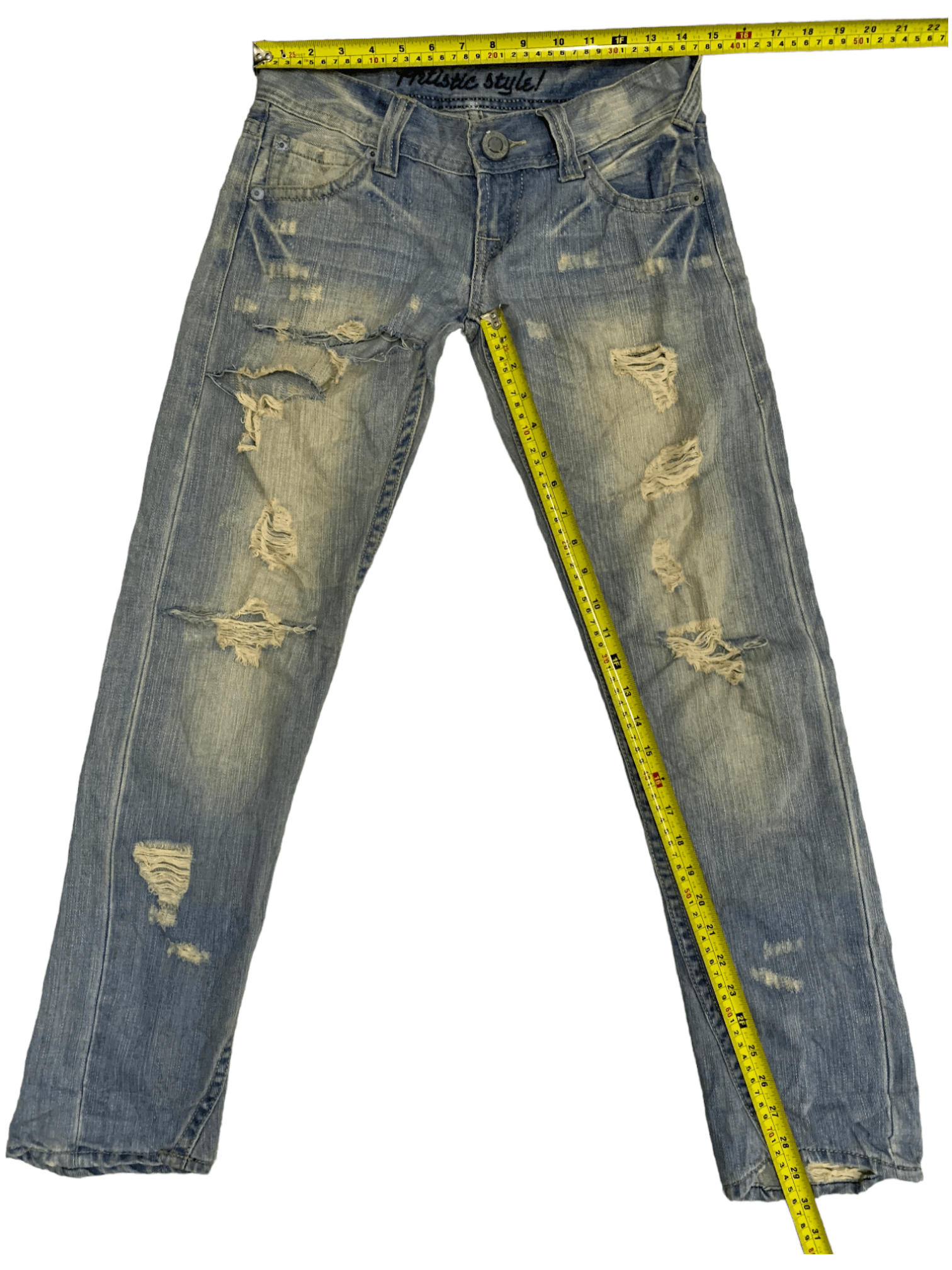 Japanese Brand Vintage Japanese Brand Faded Wash Distressed Jeans 29x30 Size US 29 - 16 Thumbnail