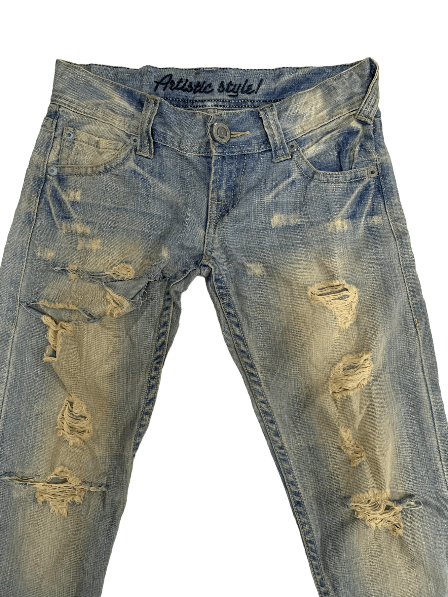 Japanese Brand Vintage Japanese Brand Faded Wash Distressed Jeans 29x30 Size US 29 - 2 Thumbnail