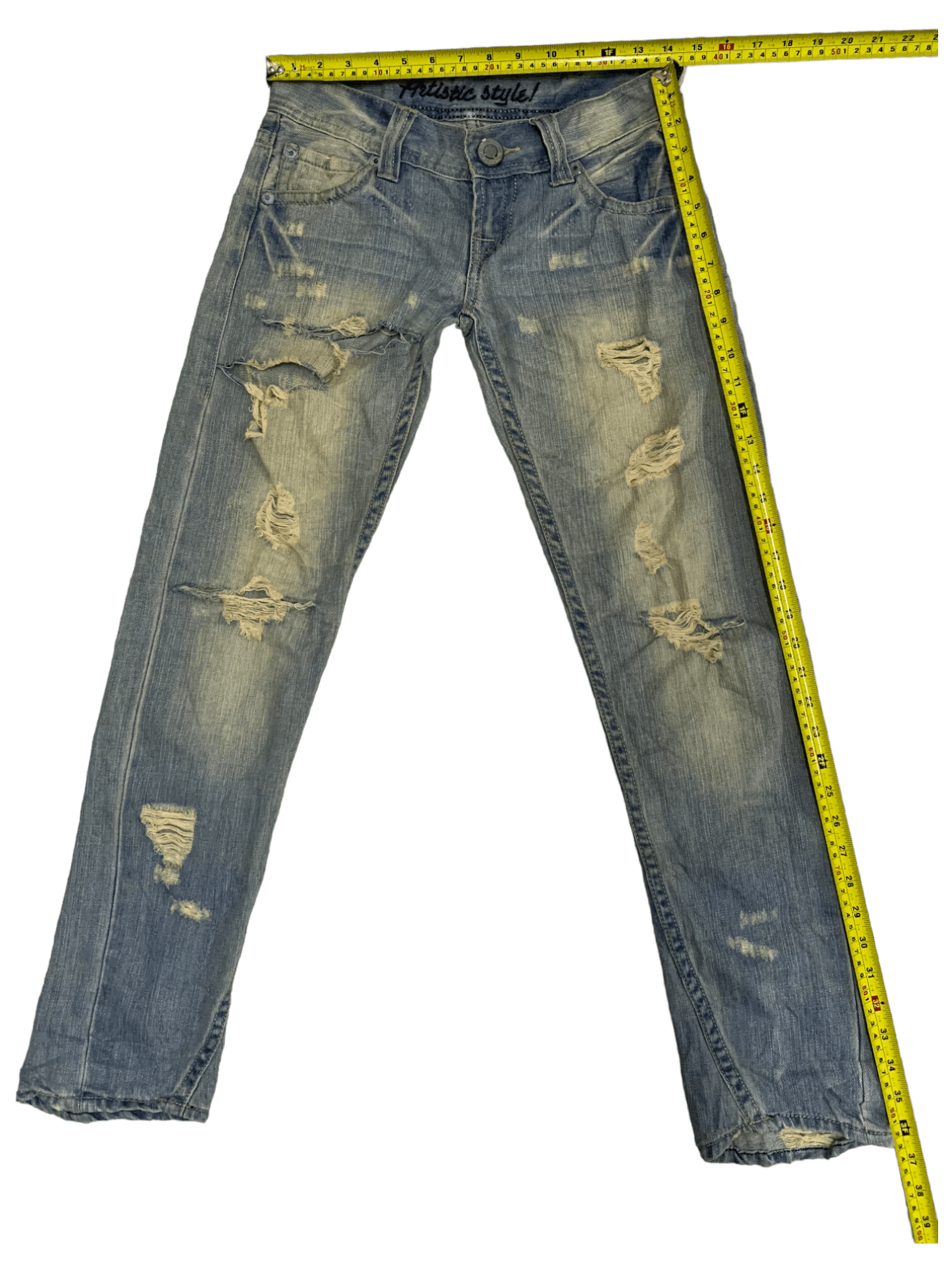 Japanese Brand Vintage Japanese Brand Faded Wash Distressed Jeans 29x30 Size US 29 - 15 Thumbnail
