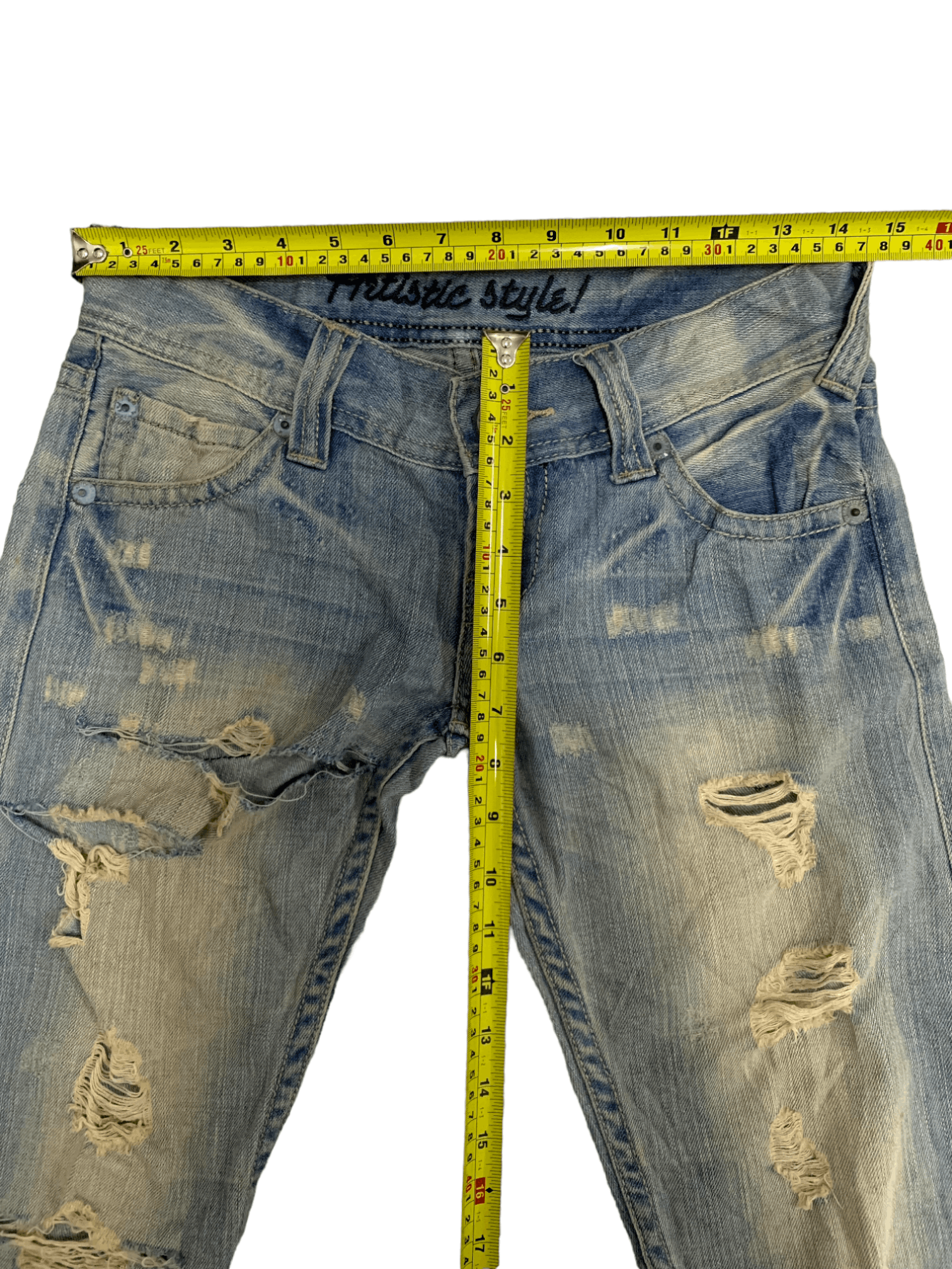 Japanese Brand Vintage Japanese Brand Faded Wash Distressed Jeans 29x30 Size US 29 - 14 Thumbnail