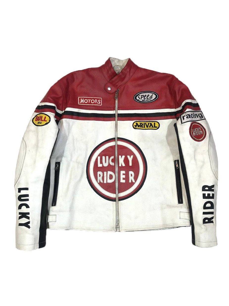 image of Lucky Rider Racing Vintage 90's Moto in White, Men's (Size XL)