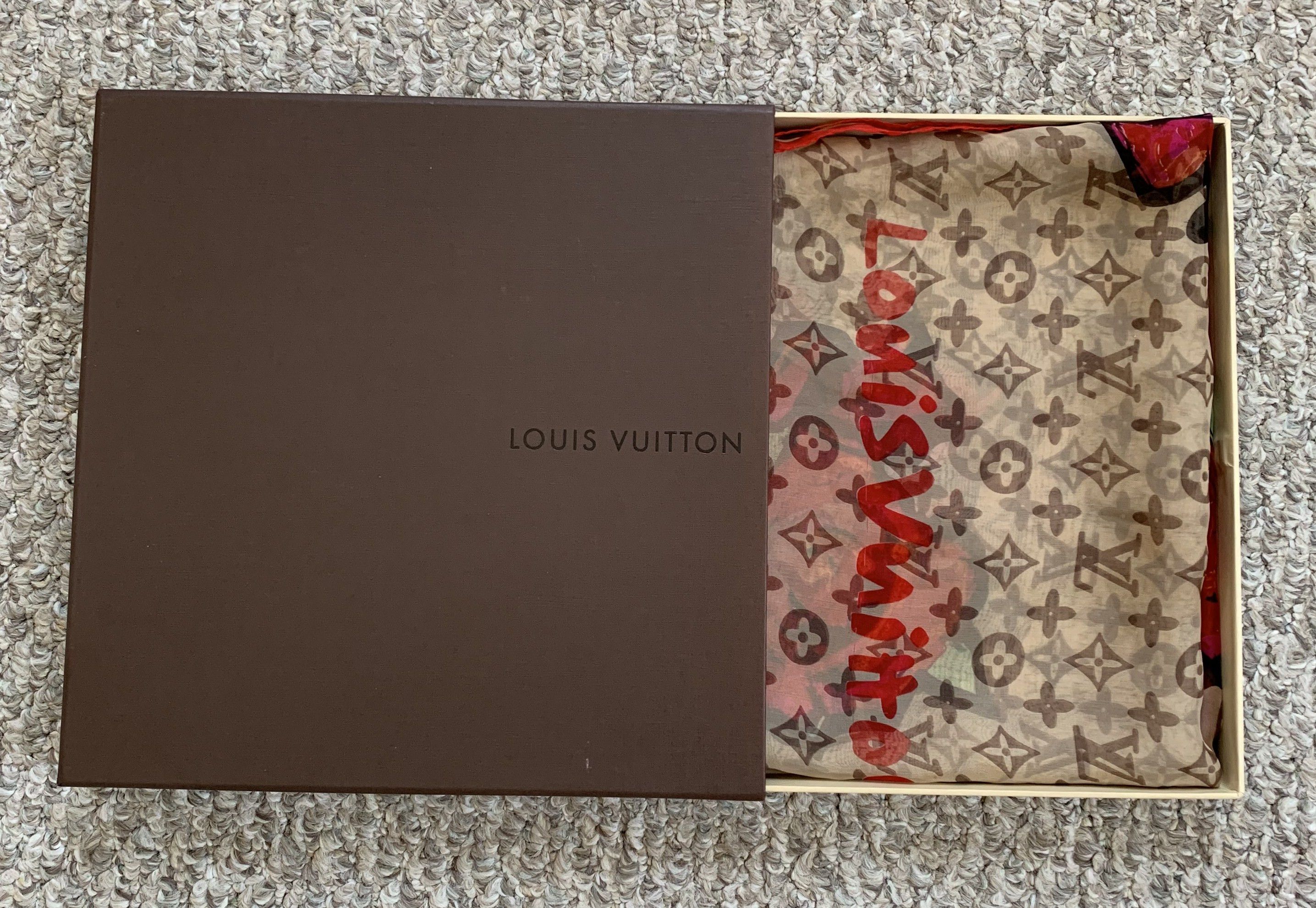 Louis Vuitton × Stephen Sprouse F/W 2008 Louis Vuitton x Sprouse Silk Roses Graffiti Scarf Size ONE SIZE - 8 Thumbnail