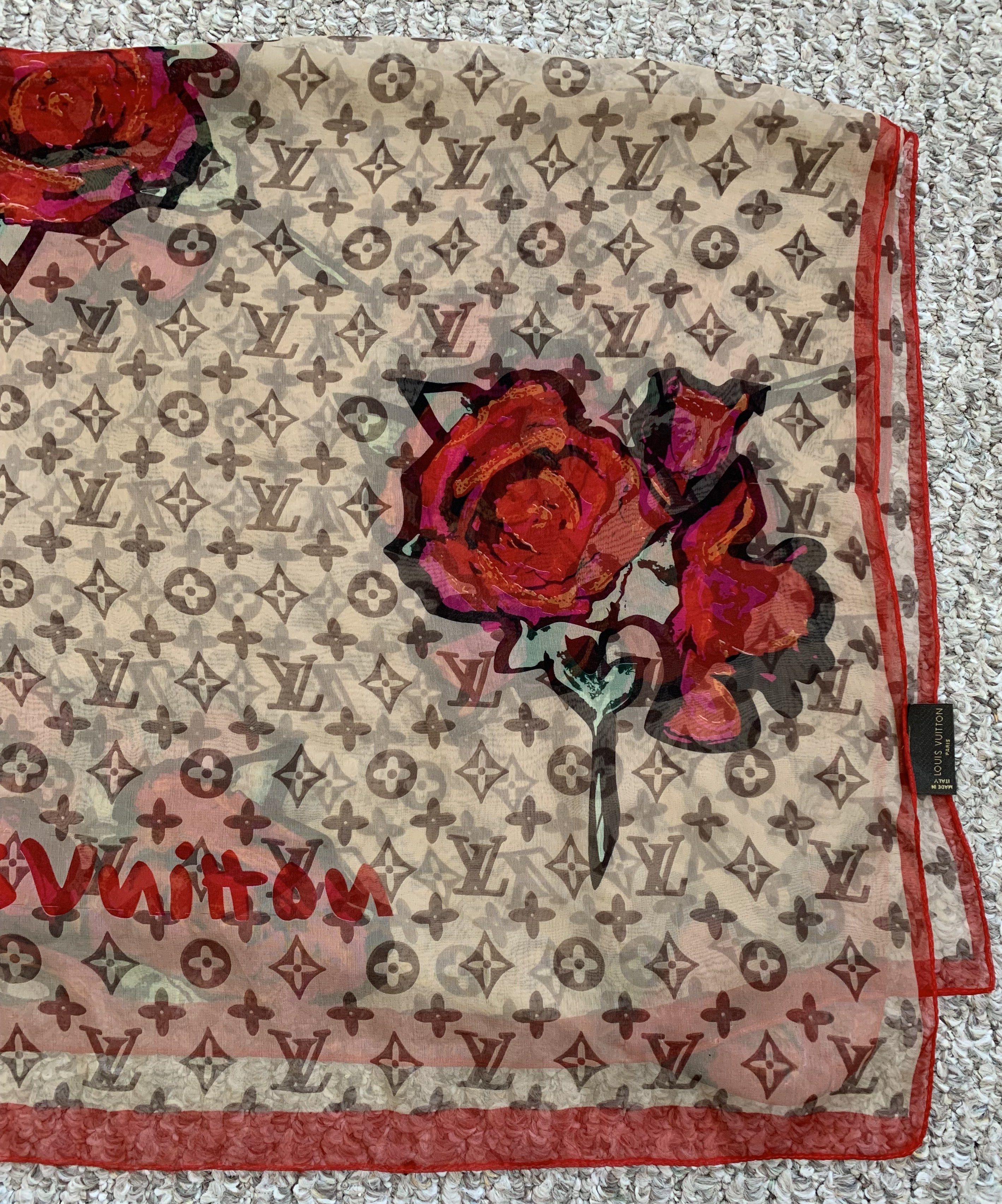 Louis Vuitton × Stephen Sprouse F/W 2008 Louis Vuitton x Sprouse Silk Roses Graffiti Scarf Size ONE SIZE - 3 Thumbnail