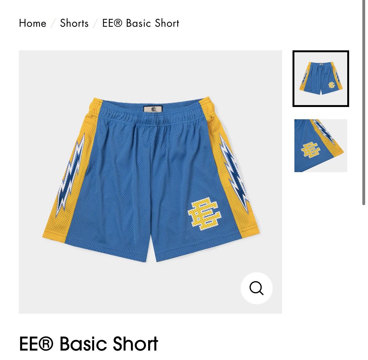 image of Eric Emanuel Carolina & Yellow Bolt Shorts Medium in Blue/Yellow, Men's (Size 30)