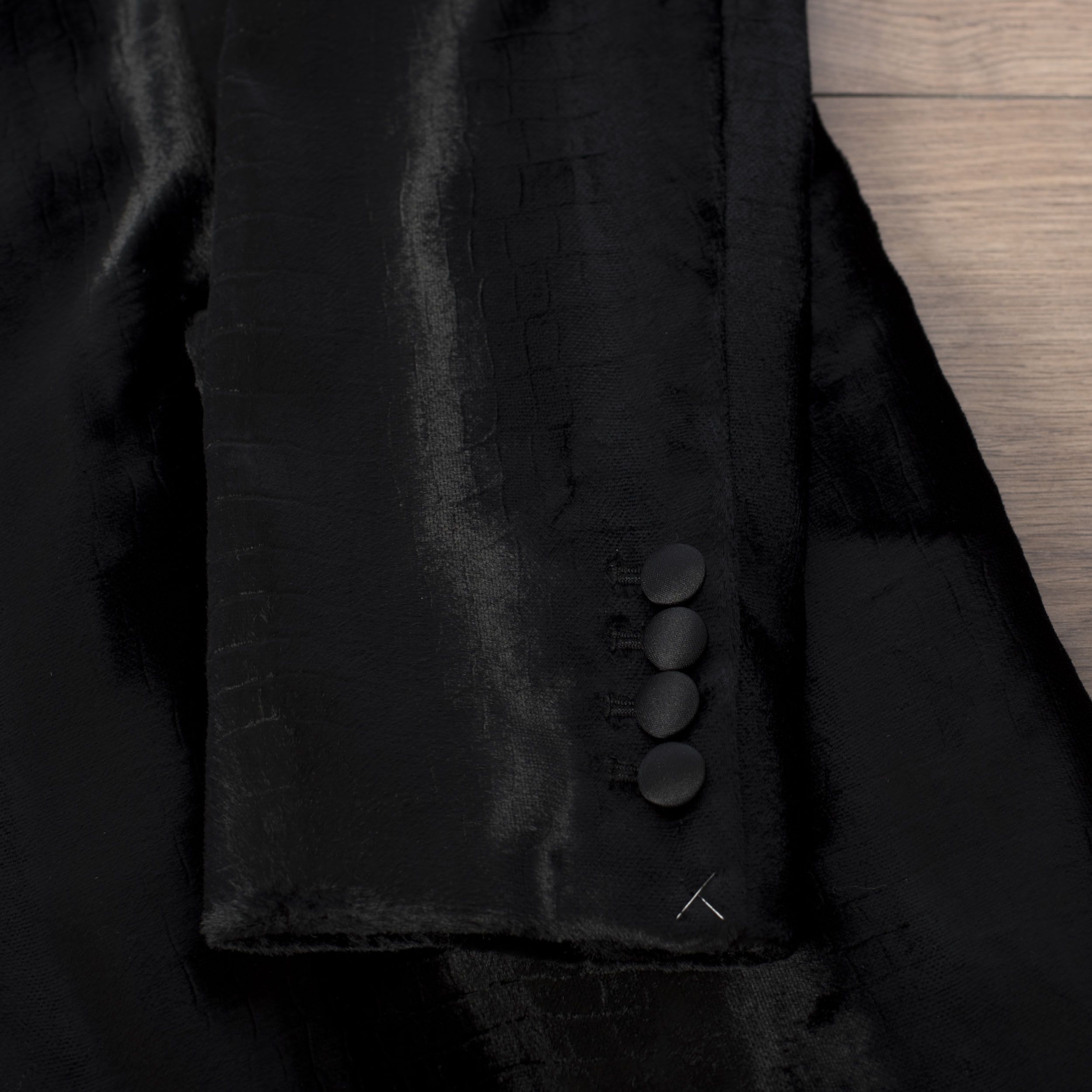 Celine × Hedi Slimane Tuxedo Peak Collar Jacket In Croc Embossed Velvet Size 38R - 11 Thumbnail