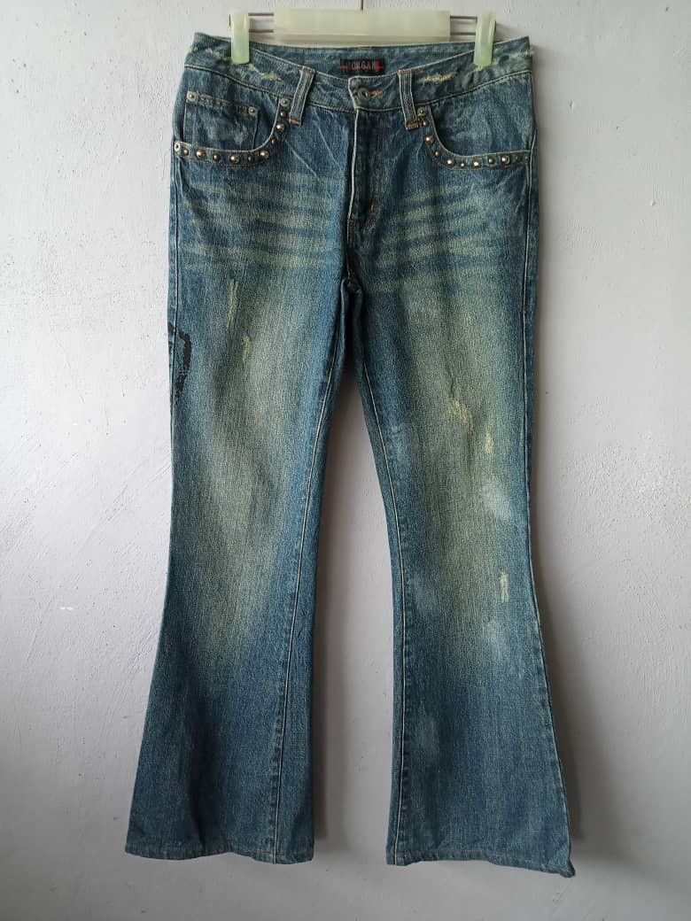 Flare Jeans Morgan Homme Distressed Studbutton Flare Denim