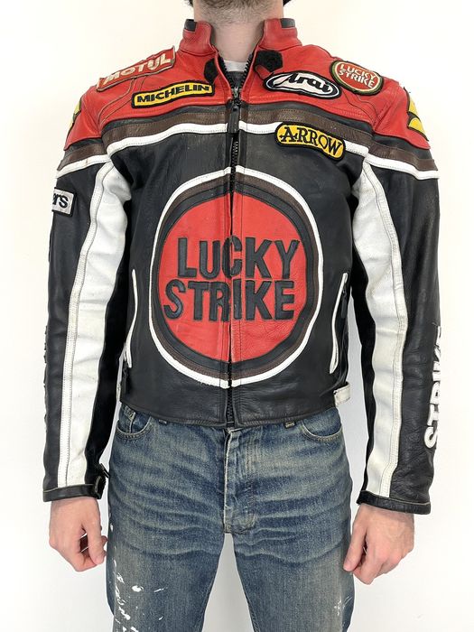 Vintage Vintage lucky strike biker racing leather jacket sponsor | Grailed