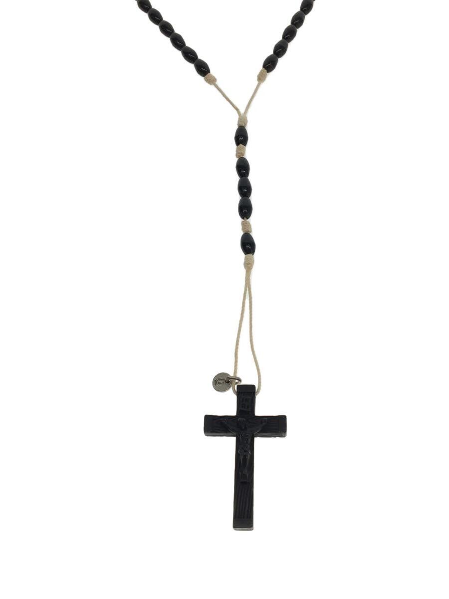 image of Undercover Rosary Cross Necklace in Black, Men's