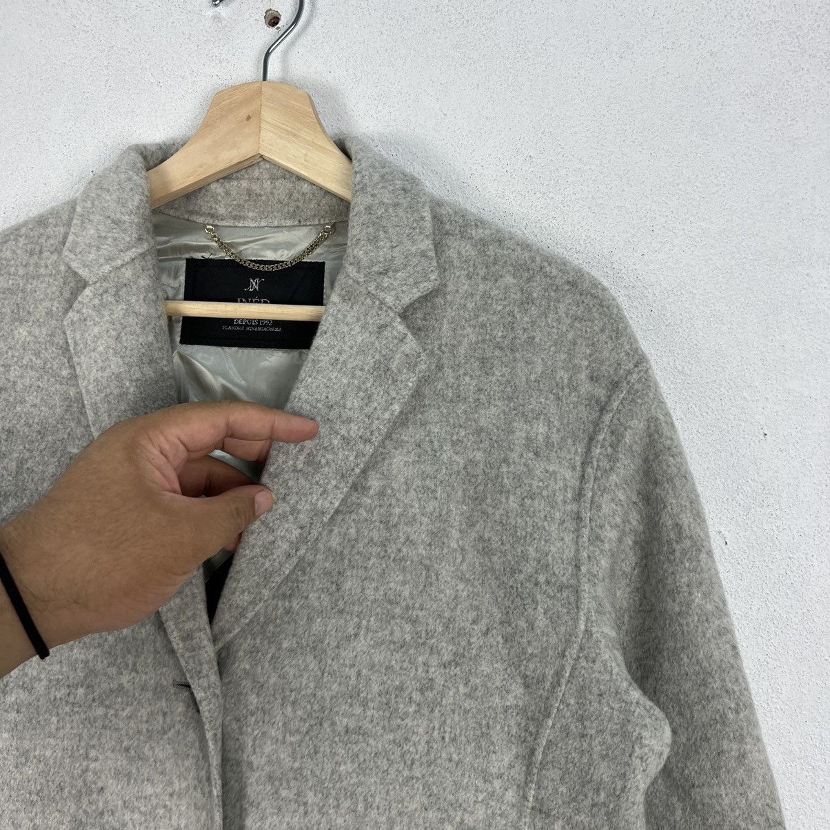 Japanese Brand YOHJI YAMAMOTO BY INED LONG JACKET DOUBLE BREAST WOOL Size US M / EU 48-50 / 2 - 7 Thumbnail